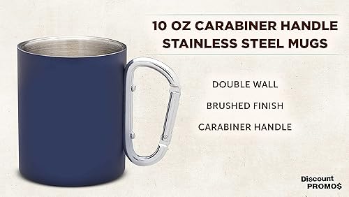 Miniatura 118 de Tazas personalizadas de acero inoxidable con asa de mosquetón, 10 onzas, juego de 10, paquete personalizado a granel, perfectas para café
