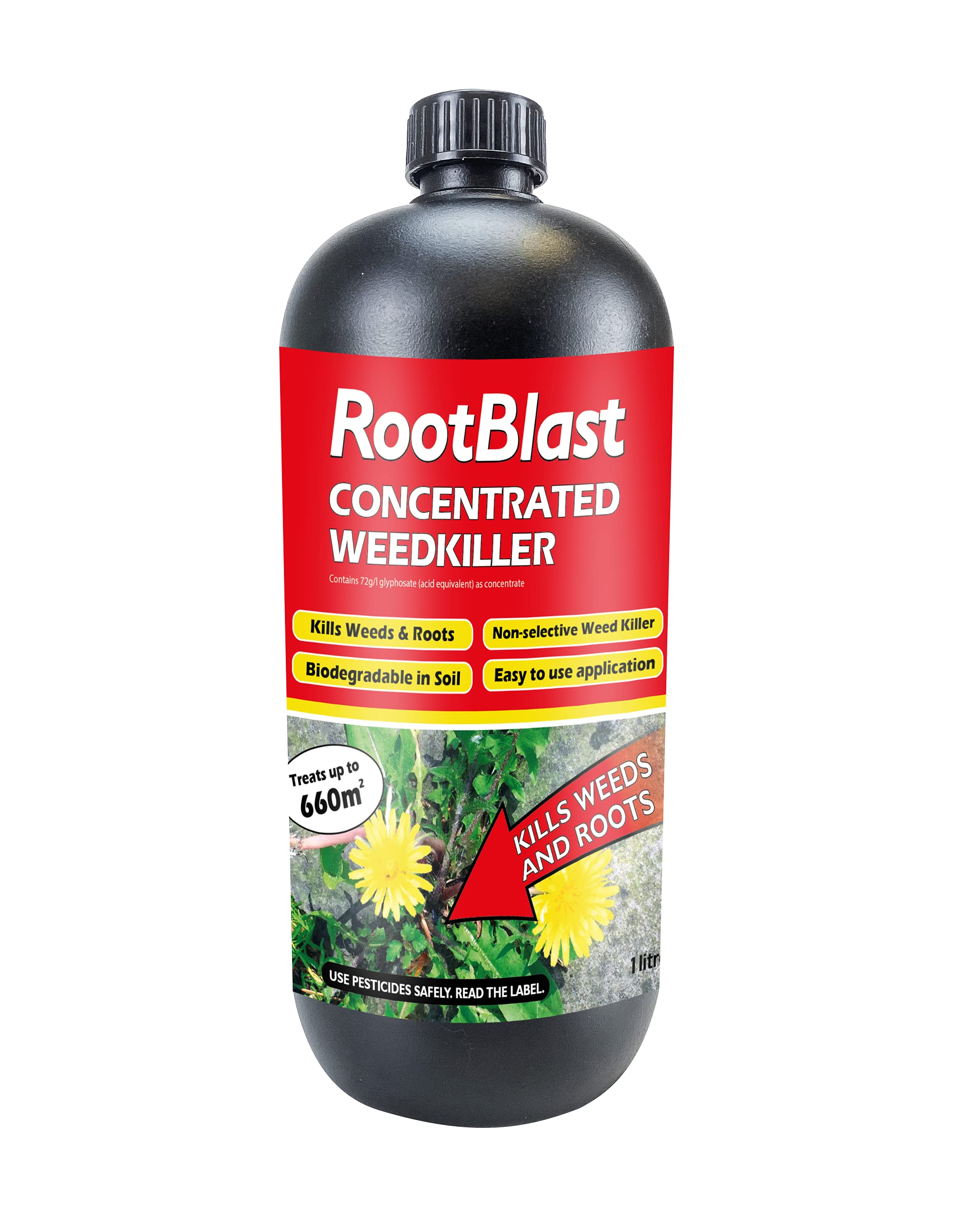 RootBlast 72g/L Glyphosate Garden Weedkiller 1L Concentrate Kills