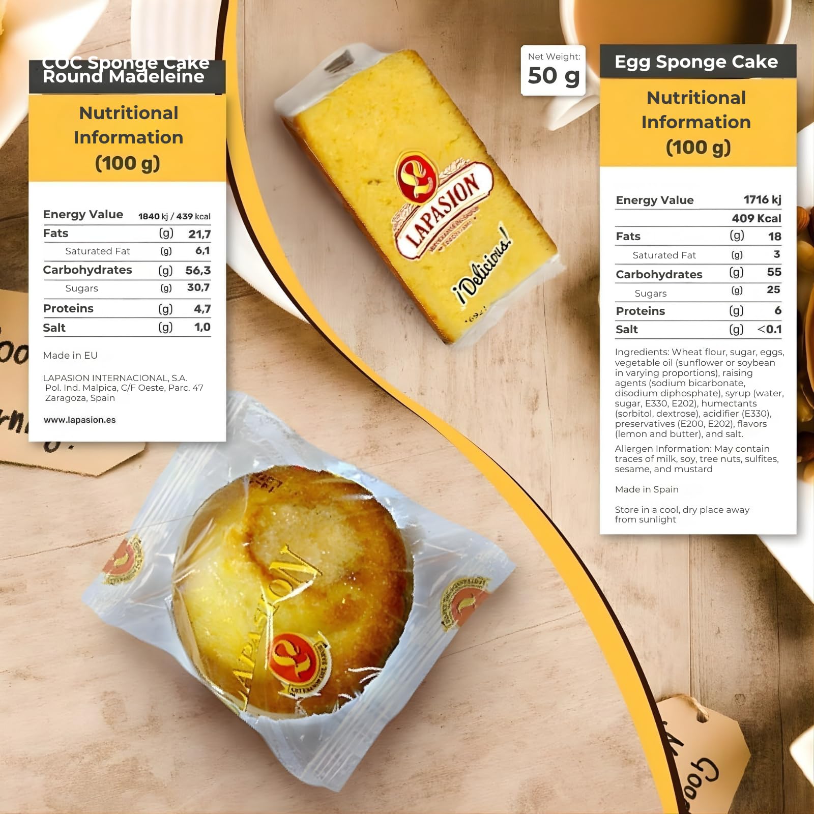 Boîte assortie pour petit-déjeuner | Sobaos traditionnels | Gâteaux pépitos à l'œuf | Gâteau Coc | Cupcakes ronds | Idéal pour goûter et petit déjeuner