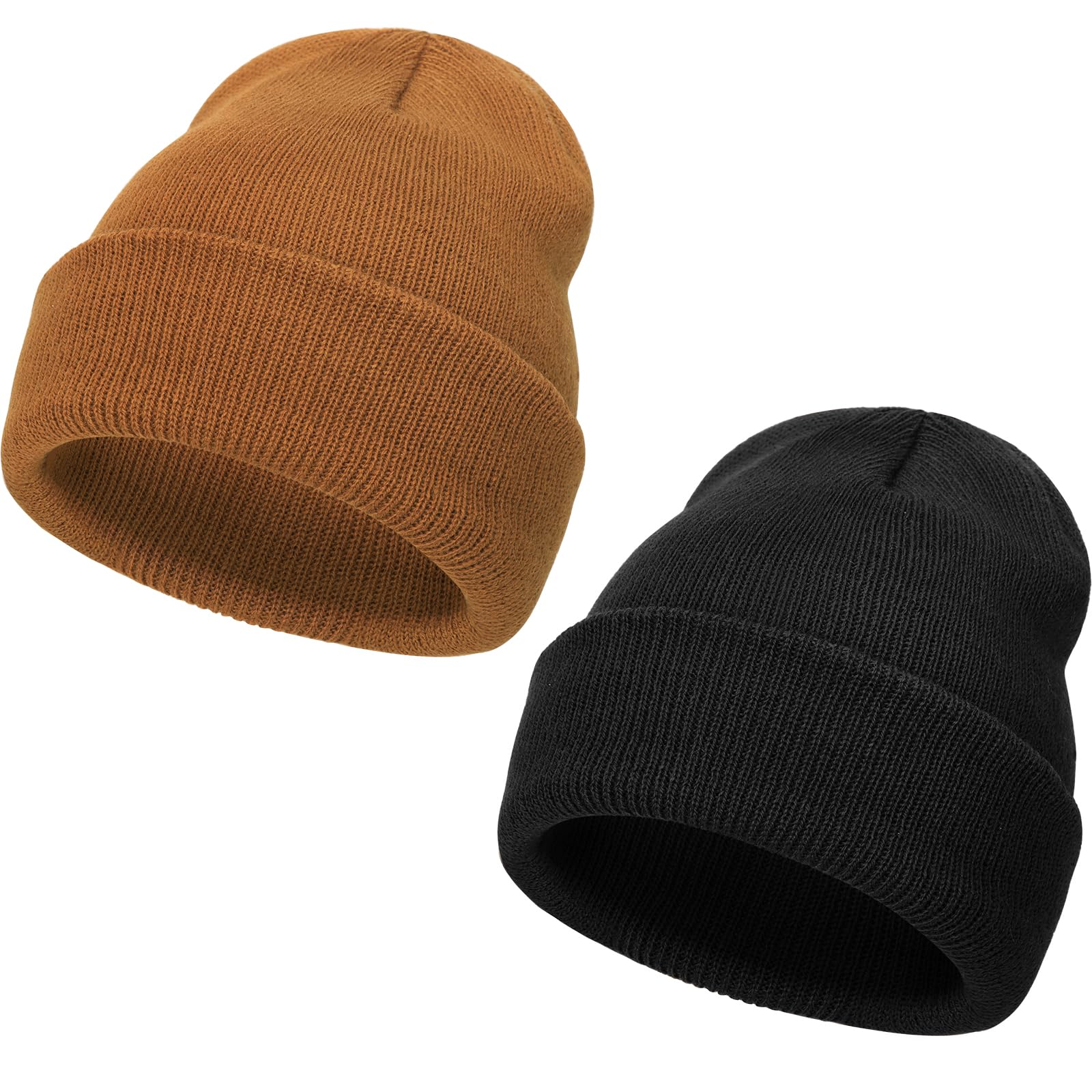 DRESHOW Winter Beanie Hat for Women Turn up Slouch Knit Beanie Hats Warm Woolly Hat