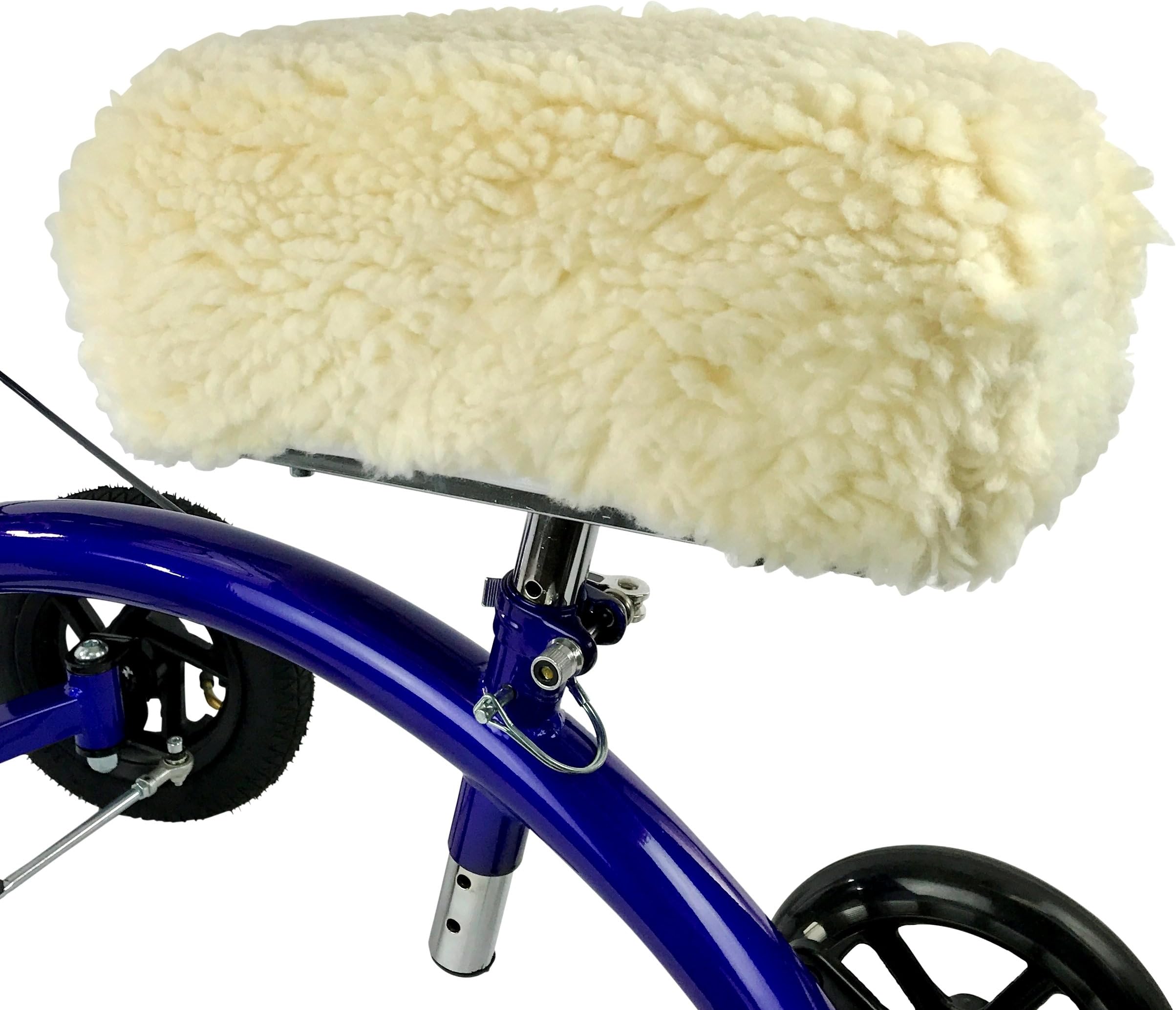 KneeRover Deluxe Plush Synthetic Sheepskin Knee Scooter Pad Cover Cushion - Knee Rover Pad Accessory Features Thick Comfortable Foam Padding - Fits Most Models