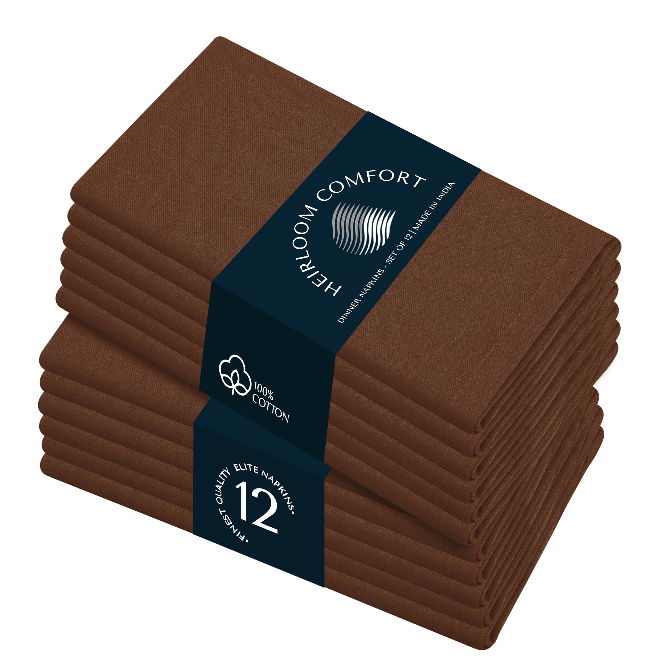Servilletas de tela marrón, 100 % algodón, suaves, duraderas, absorbentes, lavables, paquete de 12, ideales para primavera, reuniones de verano, granja, bodas rústicas, Acción de
