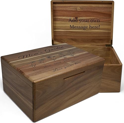 Miniatura 62 de Caja de madera grabada personalizada grande – Caja de recuerdo de madera de acacia con mensaje oculto personalizado, cajas de memoria de nogal para