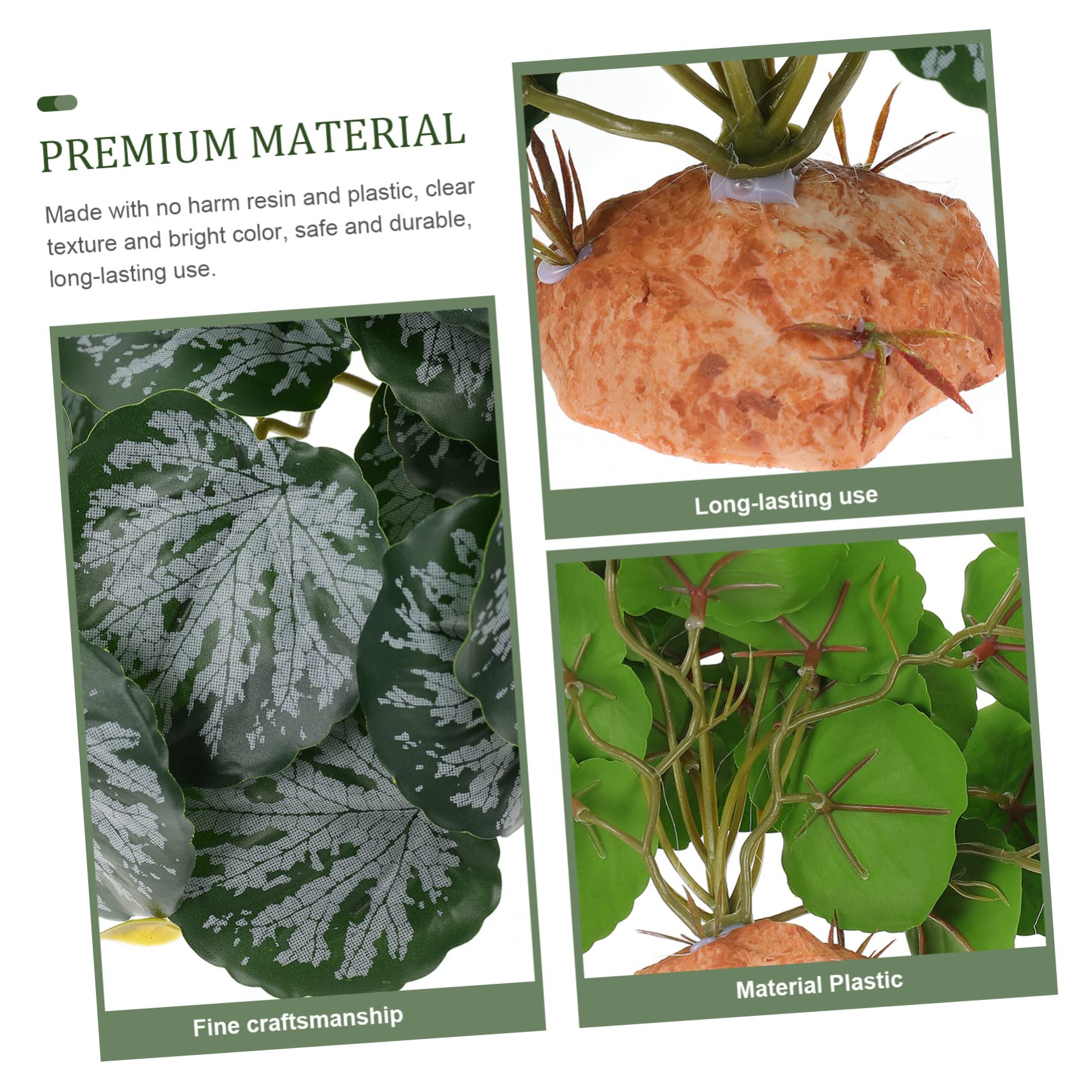 minkissy 3pezzi Decorazione Per Terrario Con Piante Artificiali Accessori Per Rettili Simulazione Realistica Di Piante Verdi Per Habitat Di Tartarughe Lucertole e Altri Animali Effetto
