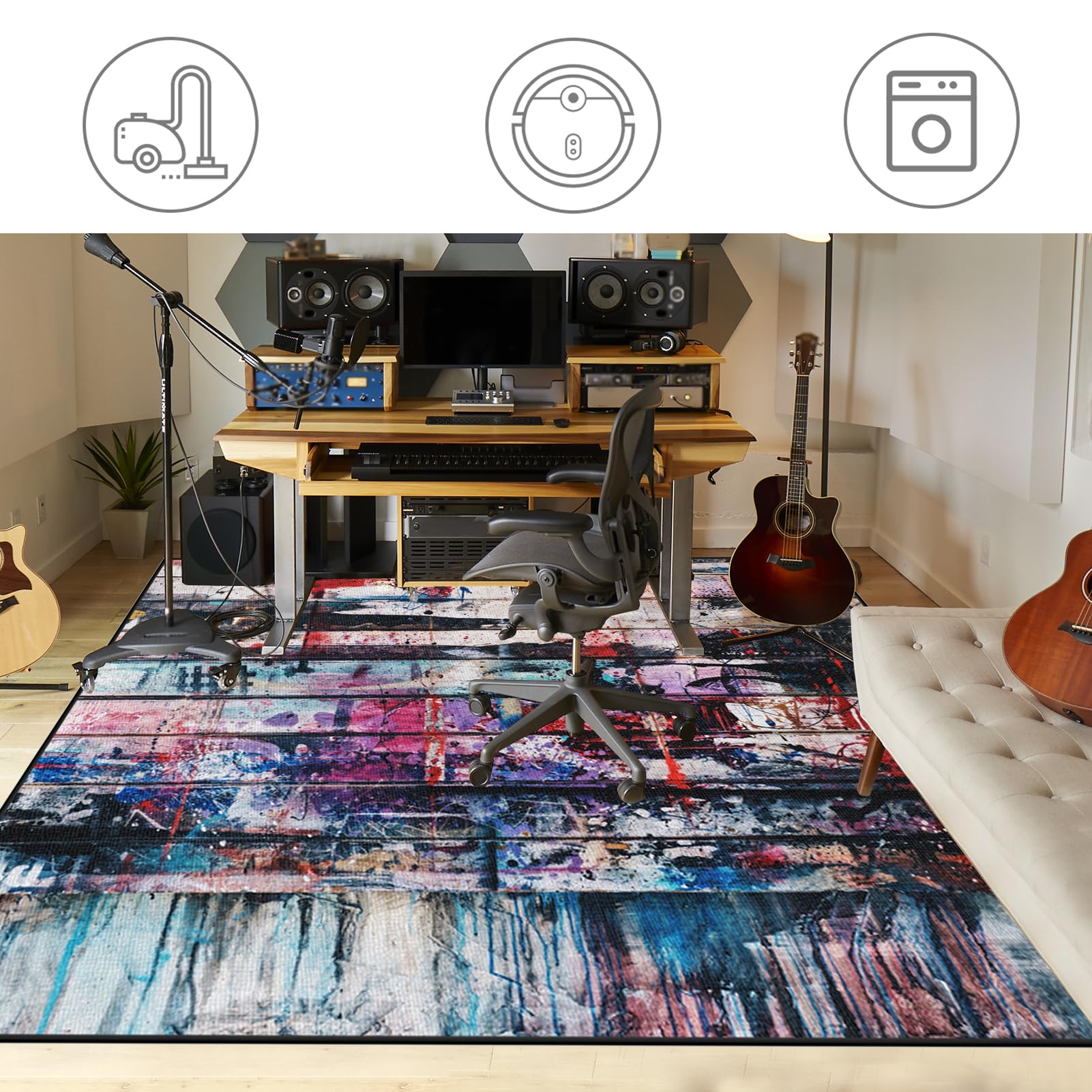 160 x 100 cm, dźwiękoszczelna mata perkusyjna, dywan, antypoślizgowy, do elektronicznego zestawu perkusyjnego, profesjonalna mata podłogowa, prostokątna podkładka do werbla basowego i innych