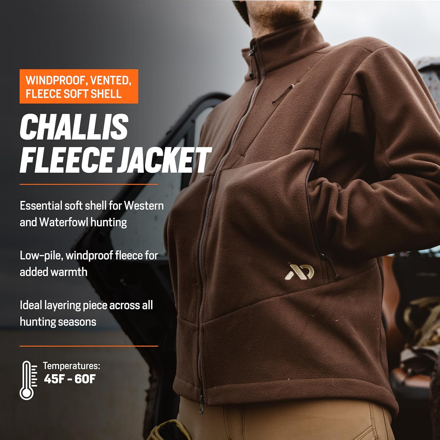 First Lite Men's Challis Fleece - Windproof Soft Shell Camo Hunting Jacket, Hoodless Thermal Layer Hunting Gear For Men - Image 4