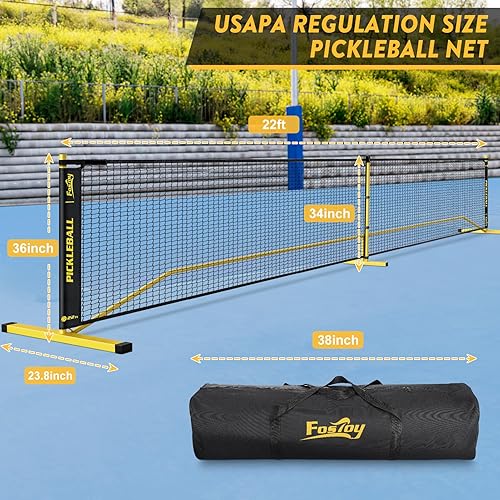 Miniatura 7 de Fostoy Pickleball Net, 22FT Regulation Size Portable Pickleball Net,18-Ply PE Nets Weather Resistant Steady Metal Frame Pickle Ball Net System with