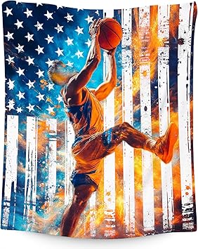 Basketball Blanket for Boys, Kids Blankets Gifts, Sports Theme Throw, Soft Fleece Throw for Couch & Bed, 60"x80"