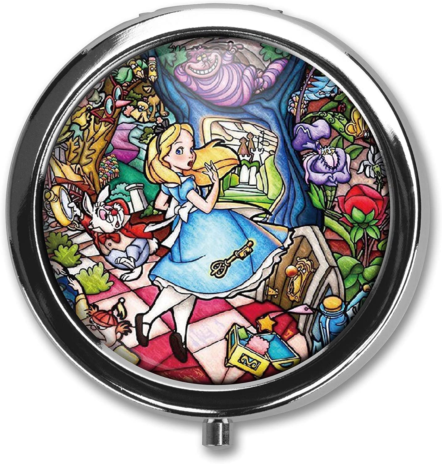 ZMMGXMJ Little Princess Custom Round Silver Pill Box Pocket 2.1 inches Medicine Tablet Holder Organizer Case