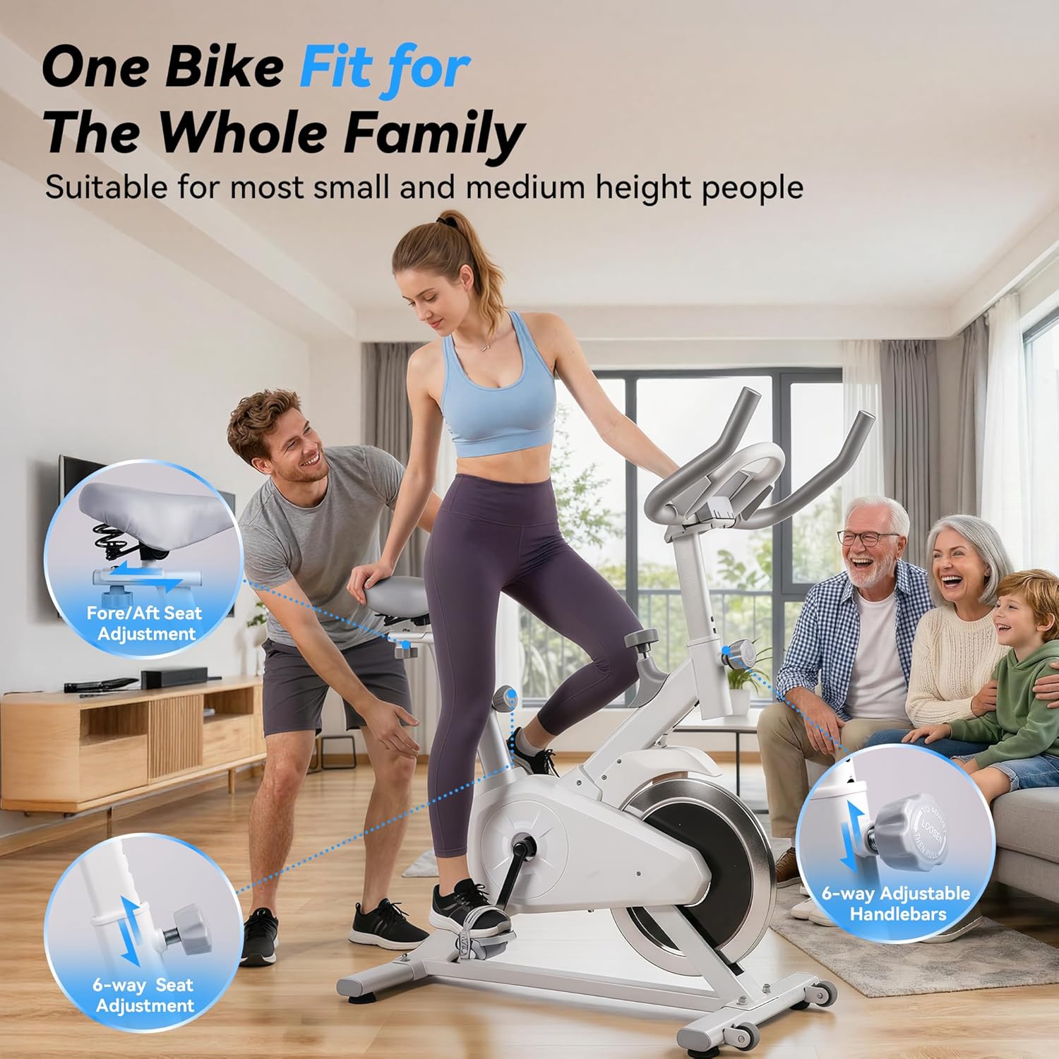 Compact Indoor Cycling Bike, Minimalist Belt Drive Exercise Bike for Small Spaces & Yoga Rooms, Stylish & Lightweight Stationary Bike for Home Light Cardio, Aesthetic Decor