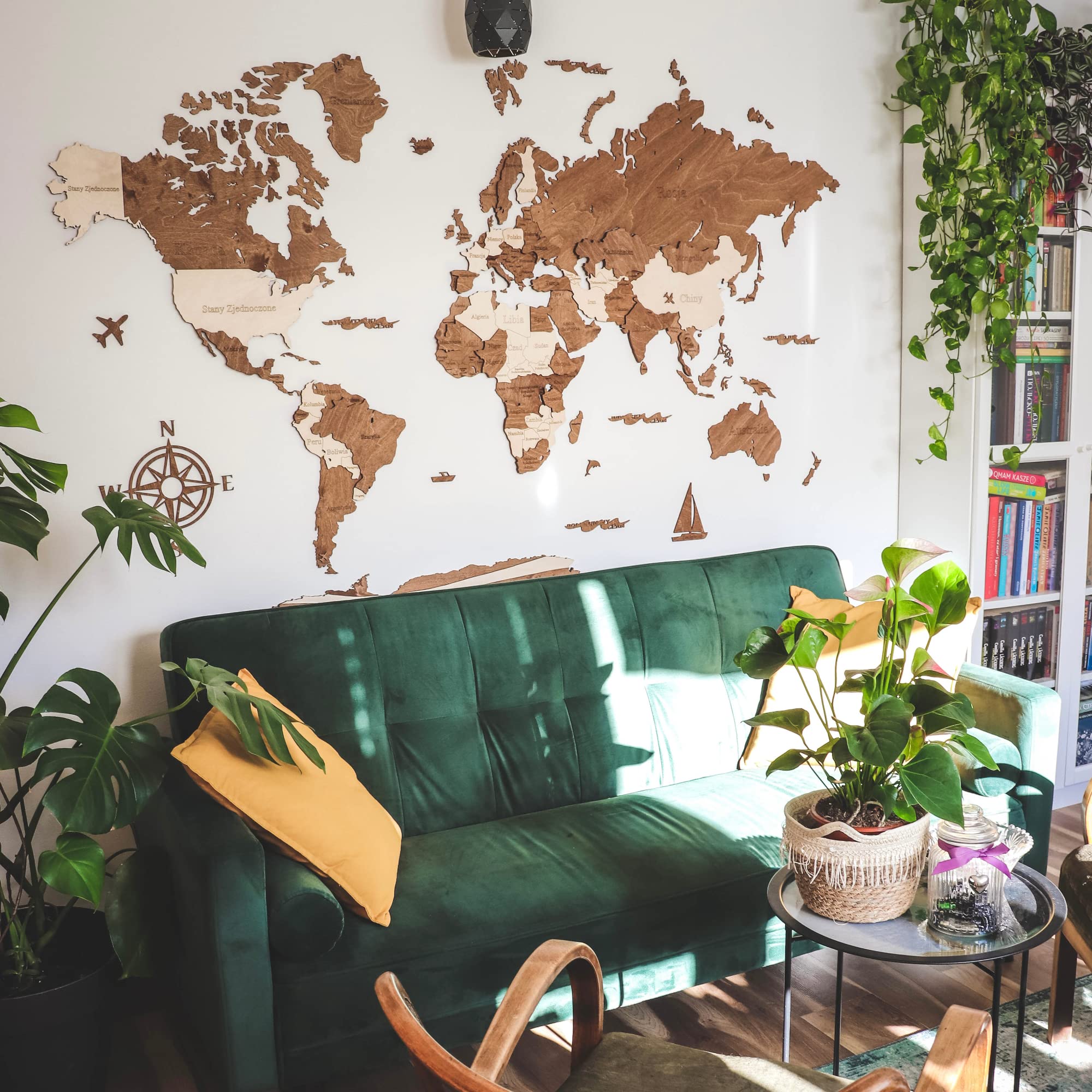 Estika Custom Weltkarte aus holz 3D - Planen Sie neue Reisen - 20 Farben zur Auswahl - 5 Größen - Wanddeko Wohnzimmer, Schlafzimmer, Büro, Kinderzimmer