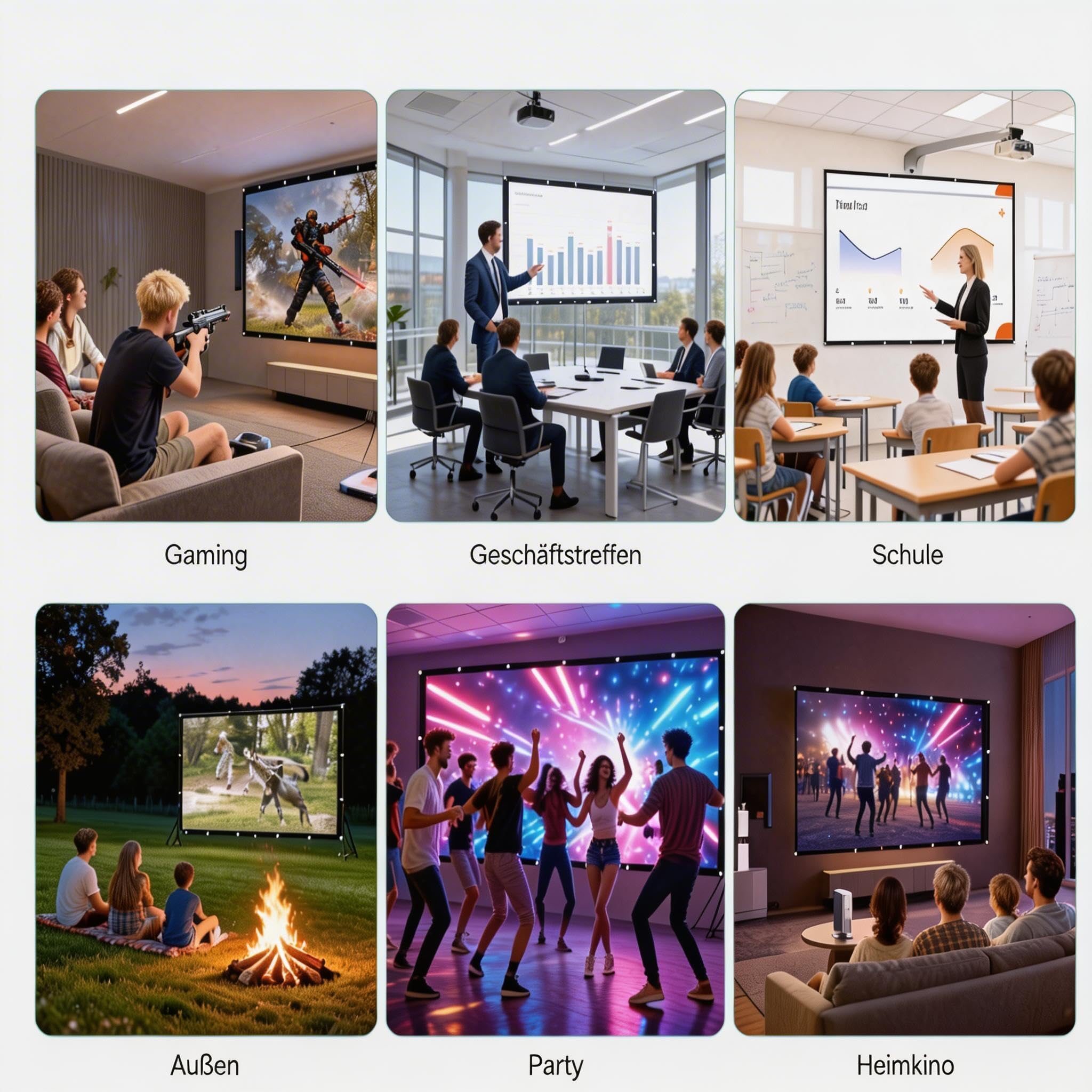 Beamer Leinwand 84 Zoll,Beamer 4k Leinwand 16: 9 HD Projector Screen,Tragbare Lichtbeständiger Projektionsleinwand,Geeignet für Heimkino und Camping im Freien