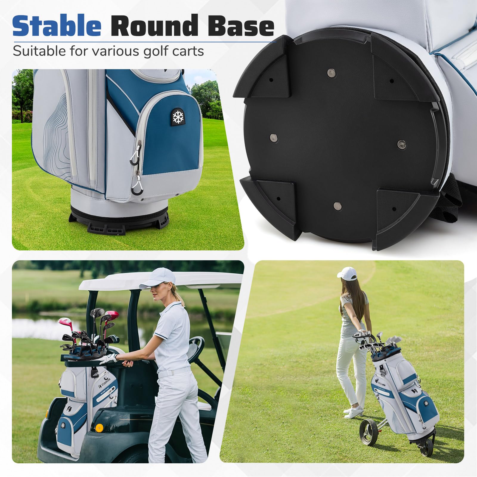FANTASK Golfwagentasche mit 14 er Unterteilung & Tragegurt, Golfbag, leichtes Golf Cart Bag mit Regenhaube & 11 Taschen für Herren & Damen, Marineblau