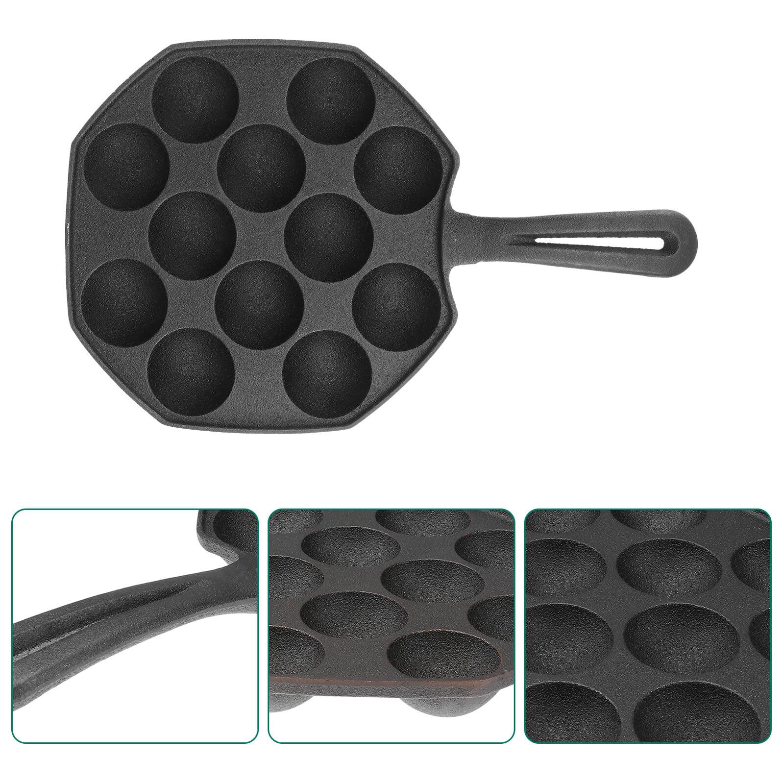 ULTECHNOVO Gusseisen Takoyaki Pfanne Mulden Antihaft Grillplatte für Induktion Takoyaki Maker Octopus Fleischbällchenform Eierformen Backform für Gefüllte Pfannkuchen