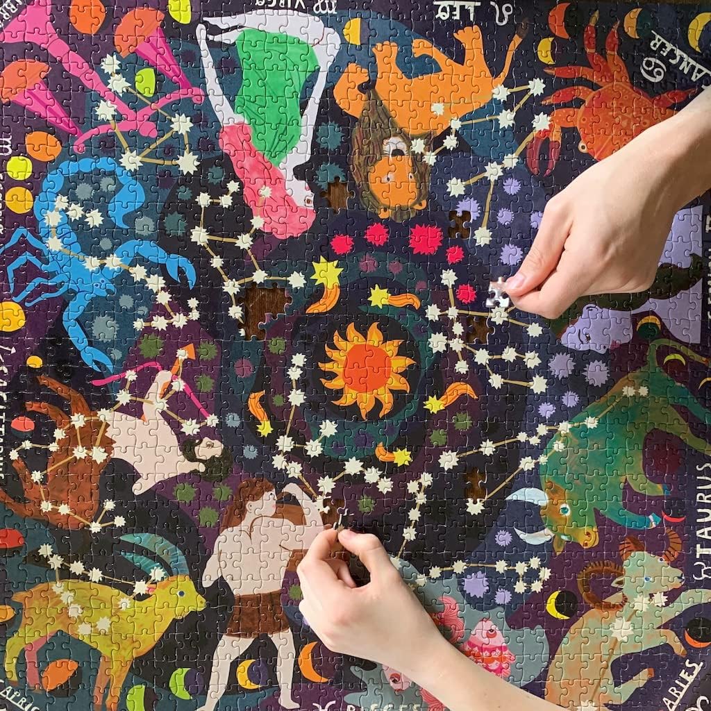 eeBoo Piece and Love Zodiac Constellation 1000-piece Square Adult Jigsaw Puzzle Glow in the Dark, Jigsaw Puzzle for Adult and Families, with Glossy, Sturdy Pieces and Minimal Puzzle Dust