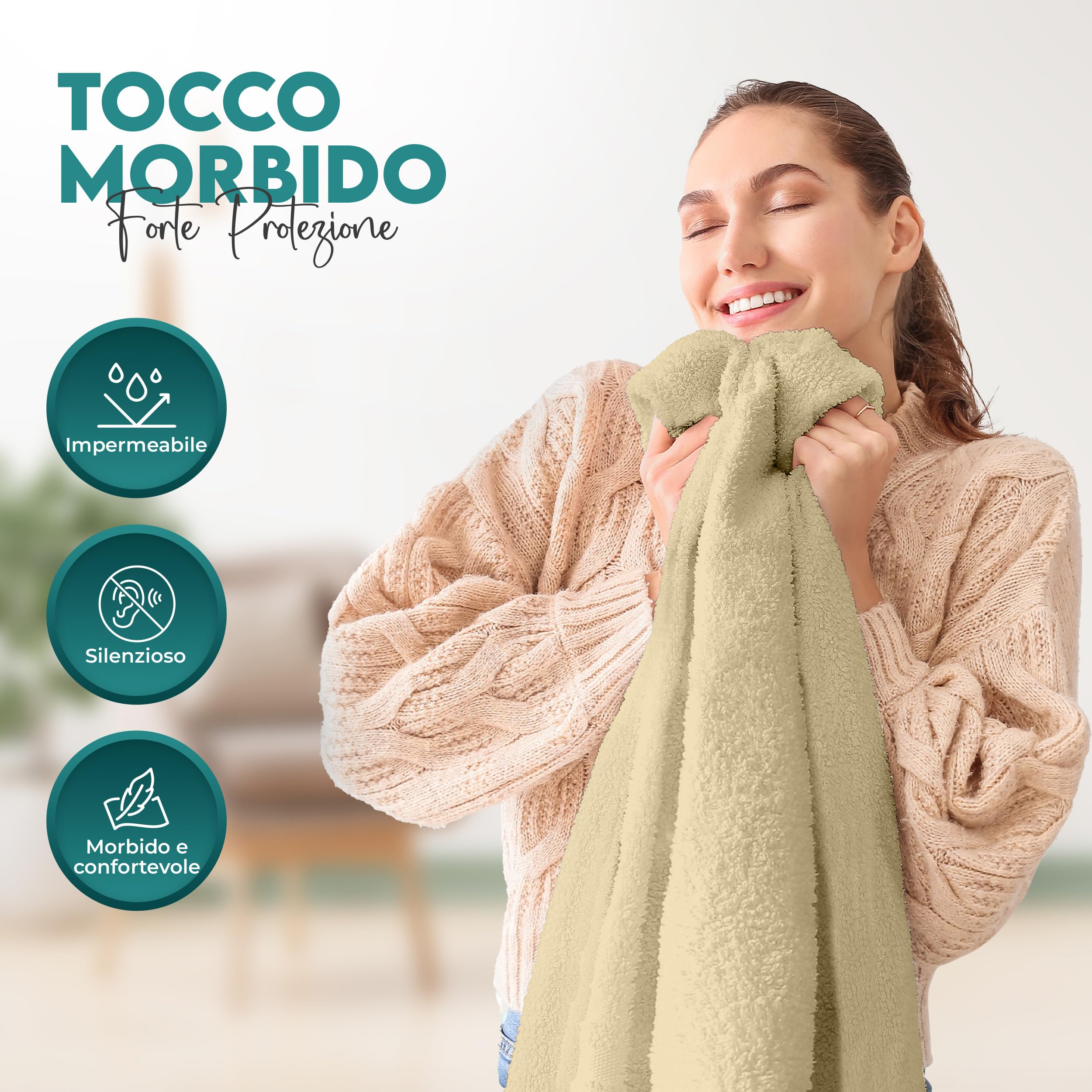 Utopia Bedding Coprimaterasso Singolo Impermeabile 135 x 190 x 40 cm, Certificato OEKO-TEX, Proteggi Materasso, Traspirante, Lavabile, Stile Montato Tutto Intorno Elastico Beige