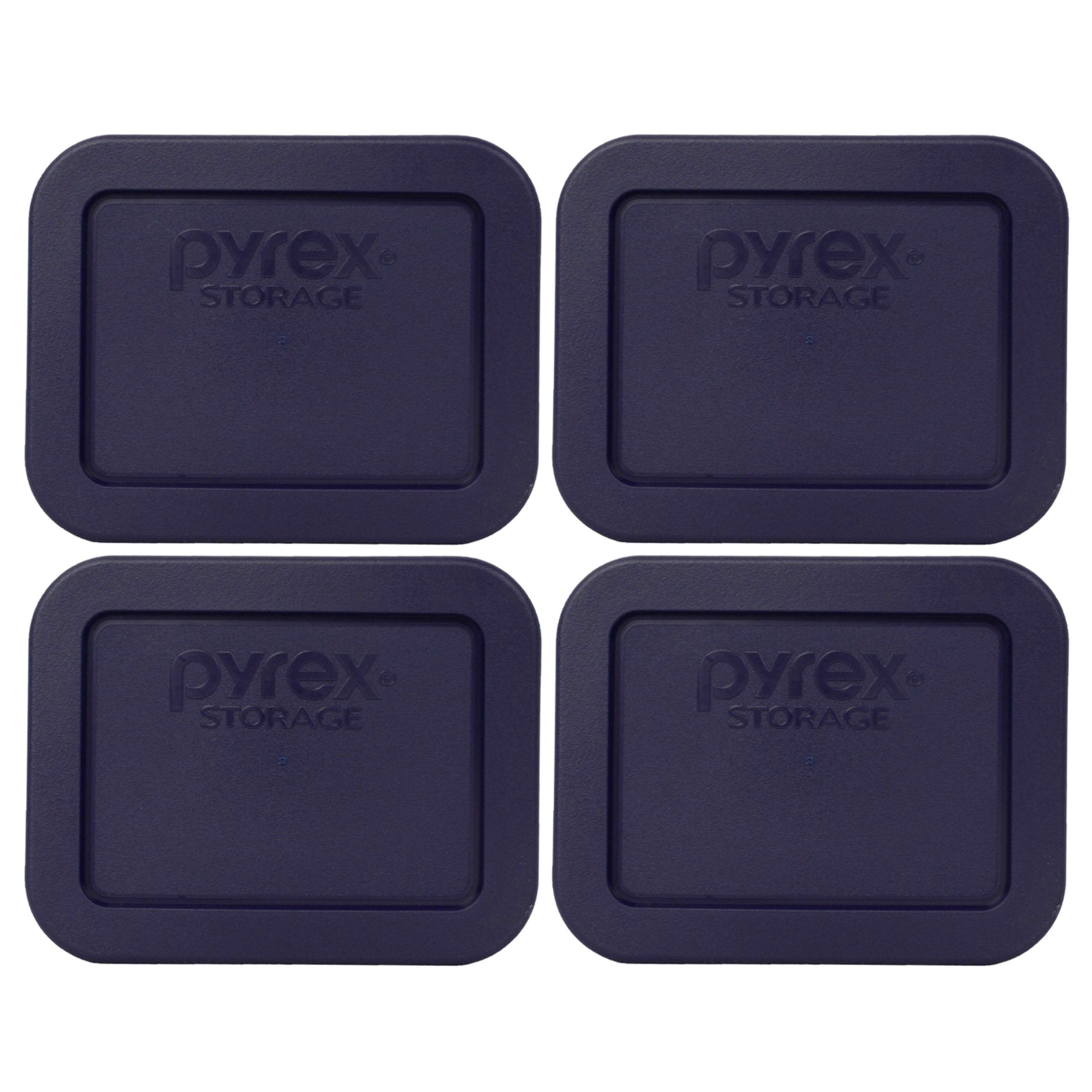 7213-PC 1.9 Cup Dark Blue Rectangle Plastic Food Storage Lid - 4 Pack