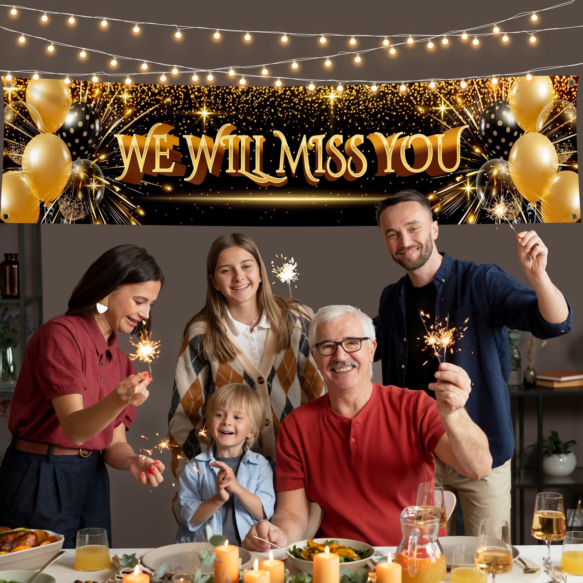 We Will Miss You Banner - Good Luck Banner And Decoration - Sorry Your Leaving Decorations - 180 X 40cm With 4 Brass Holes - Vivid Digital Print - 110Den Thick Polyester - Double Seam
