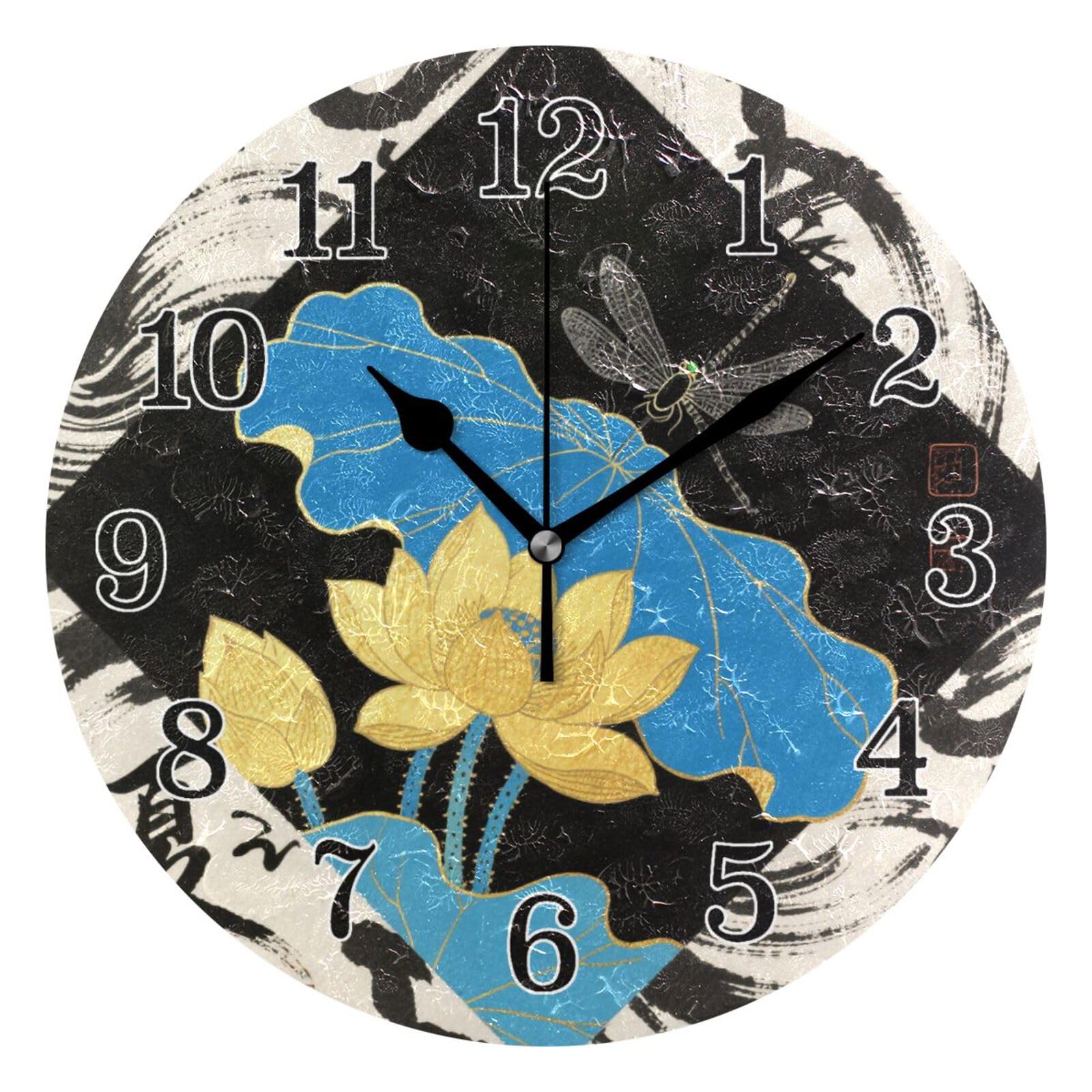 Horloge ronde japonaise rouge KLL pendule decorative pour cuisine moderne et salle de classe