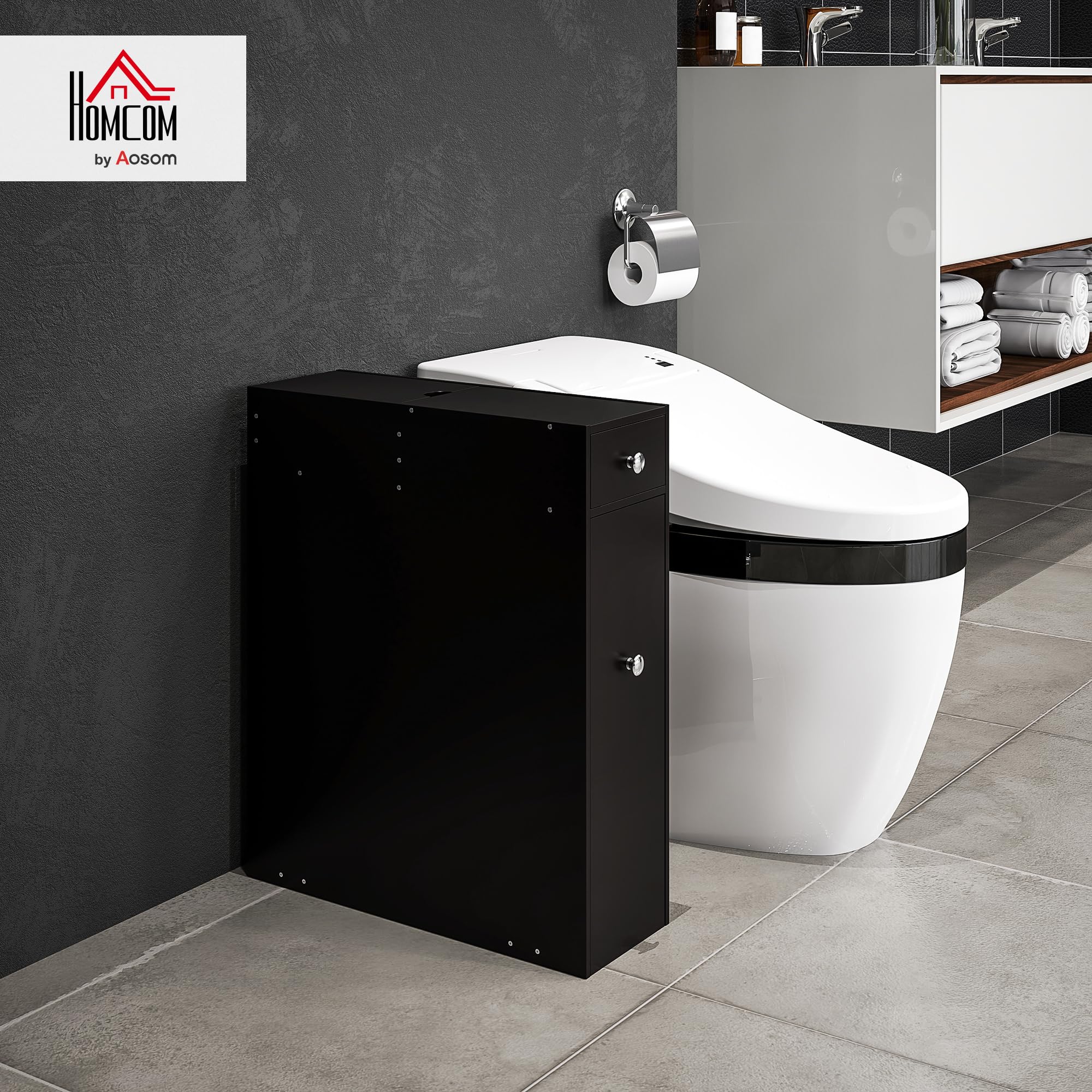 HOMCOM Meuble pour Toilette Salle de Bain Rangement Papier 17 x 48 x 58 cm