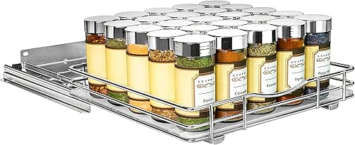 Miniatura 9 de LYNK PROFESSIONAL - Organizador extraíble de especias para armario, 10-14 pulgadas de ancho, estante deslizante, organizador de especias, cromado