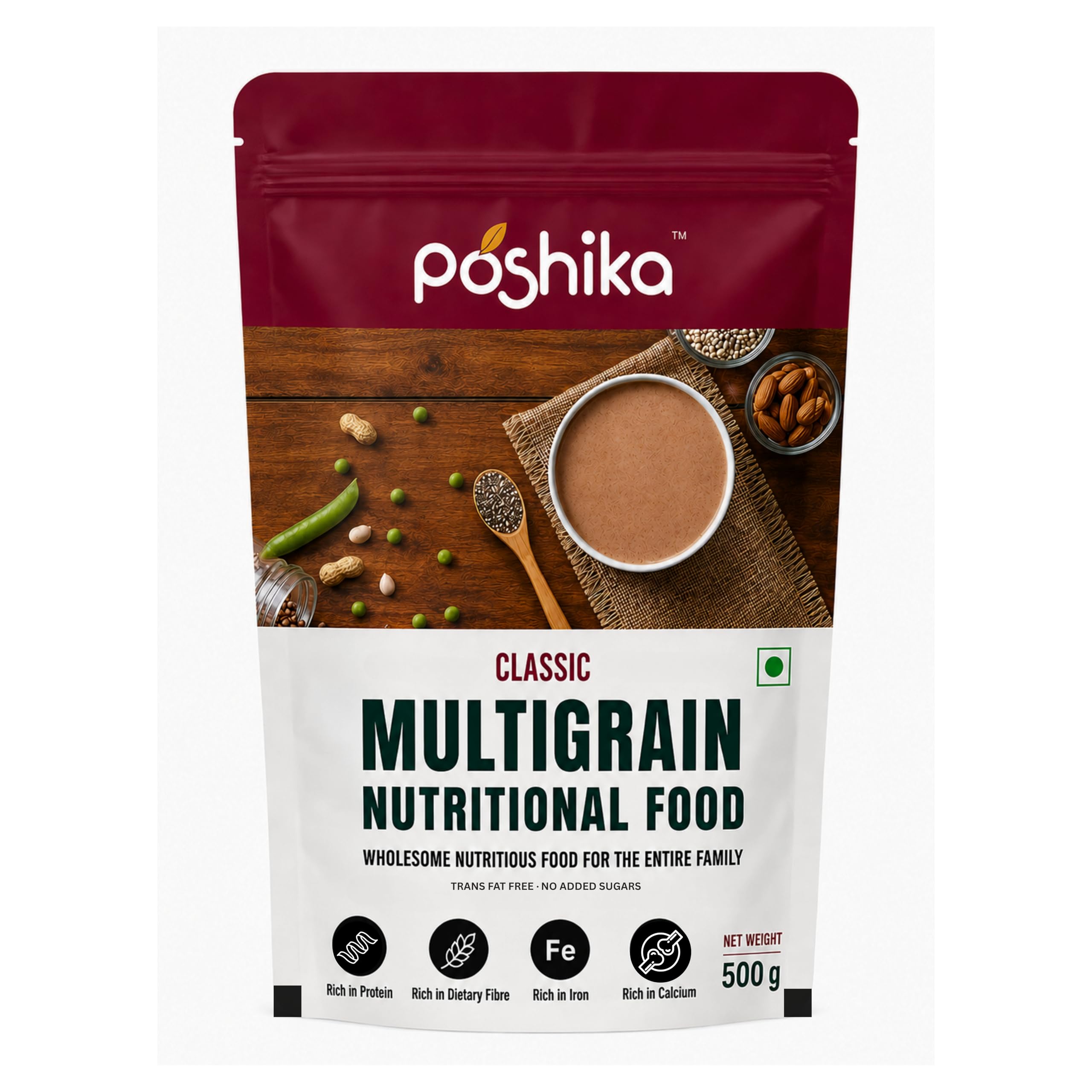 Poshika Daily Nutrition Mix – Classic | Multigrain Breakfast Mix | Rich in Protein and Fiber | 500g-image-43
