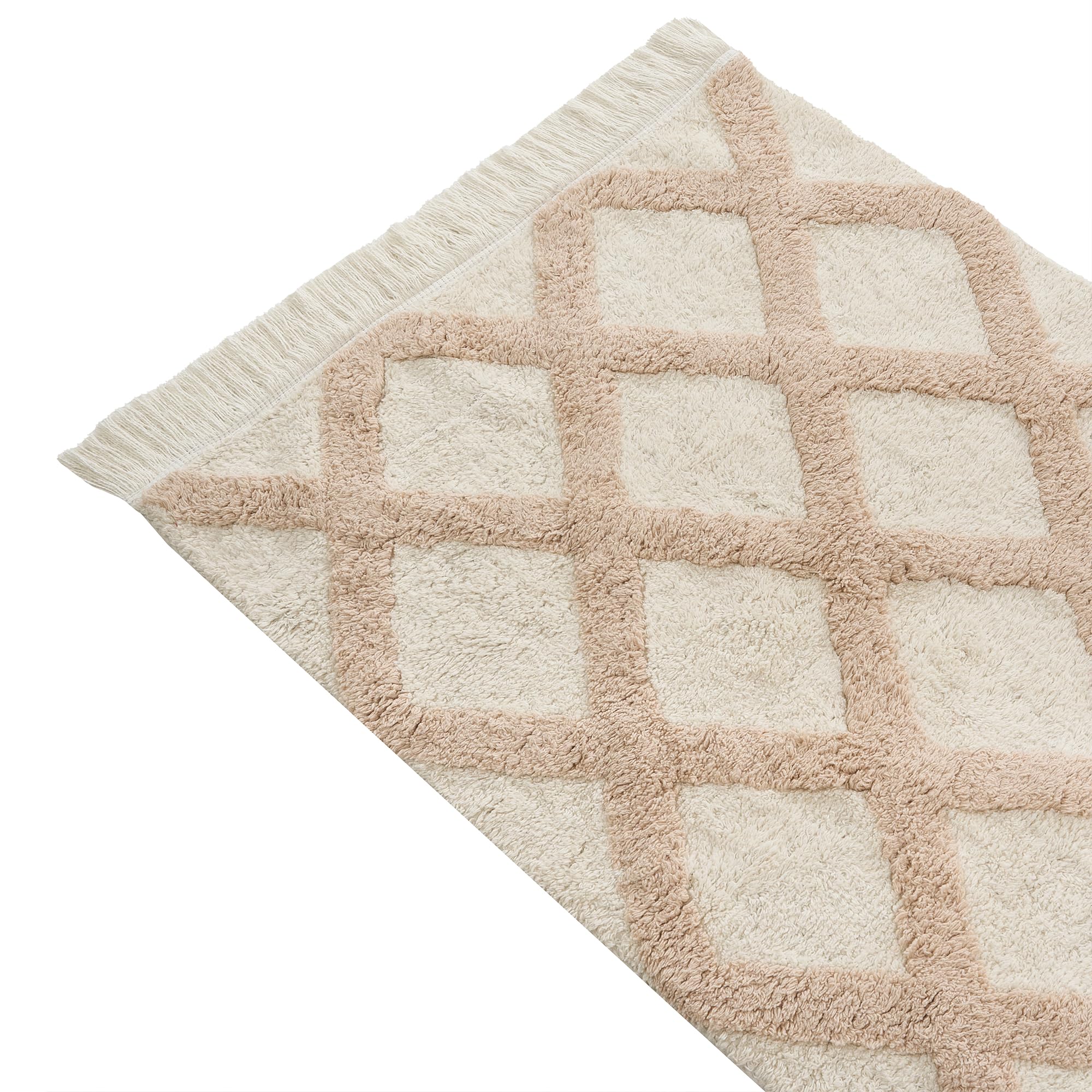 Beliani Tapis Bohème en Coton 60 x 90 cm Accessoire Salle de Bain Décoration pour Enfants Beige Punsari