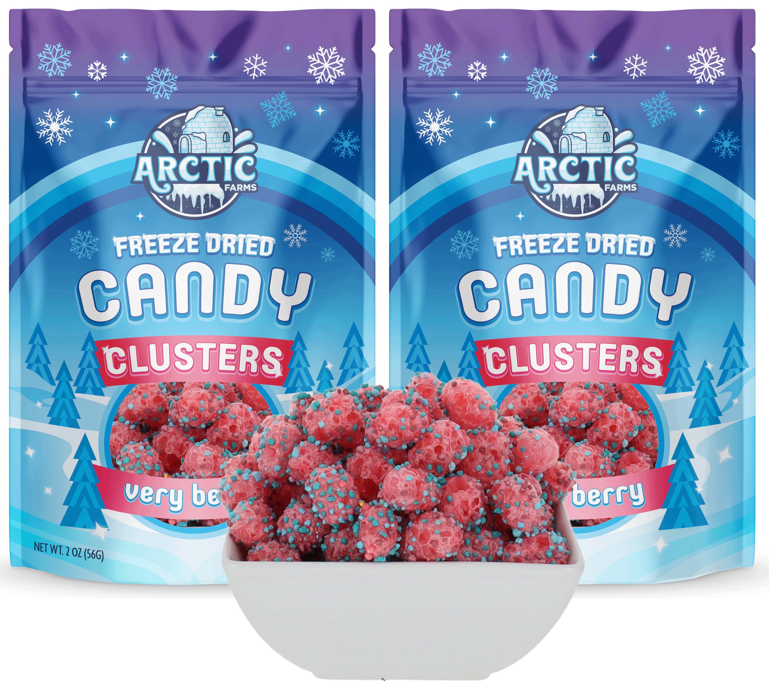Arctic Farms Freeze Dried Candy Clusters Candies 2oz Bagged and Boxed (Very Berry) (Pack of 2)