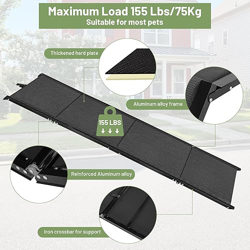Miniatura 3 de Rampa para perros extra ancha y larga de 71 pulgadas de largo x 19.7 pulgadas de ancho para automóvil, camión, SUV, rampas plegables portátiles para
