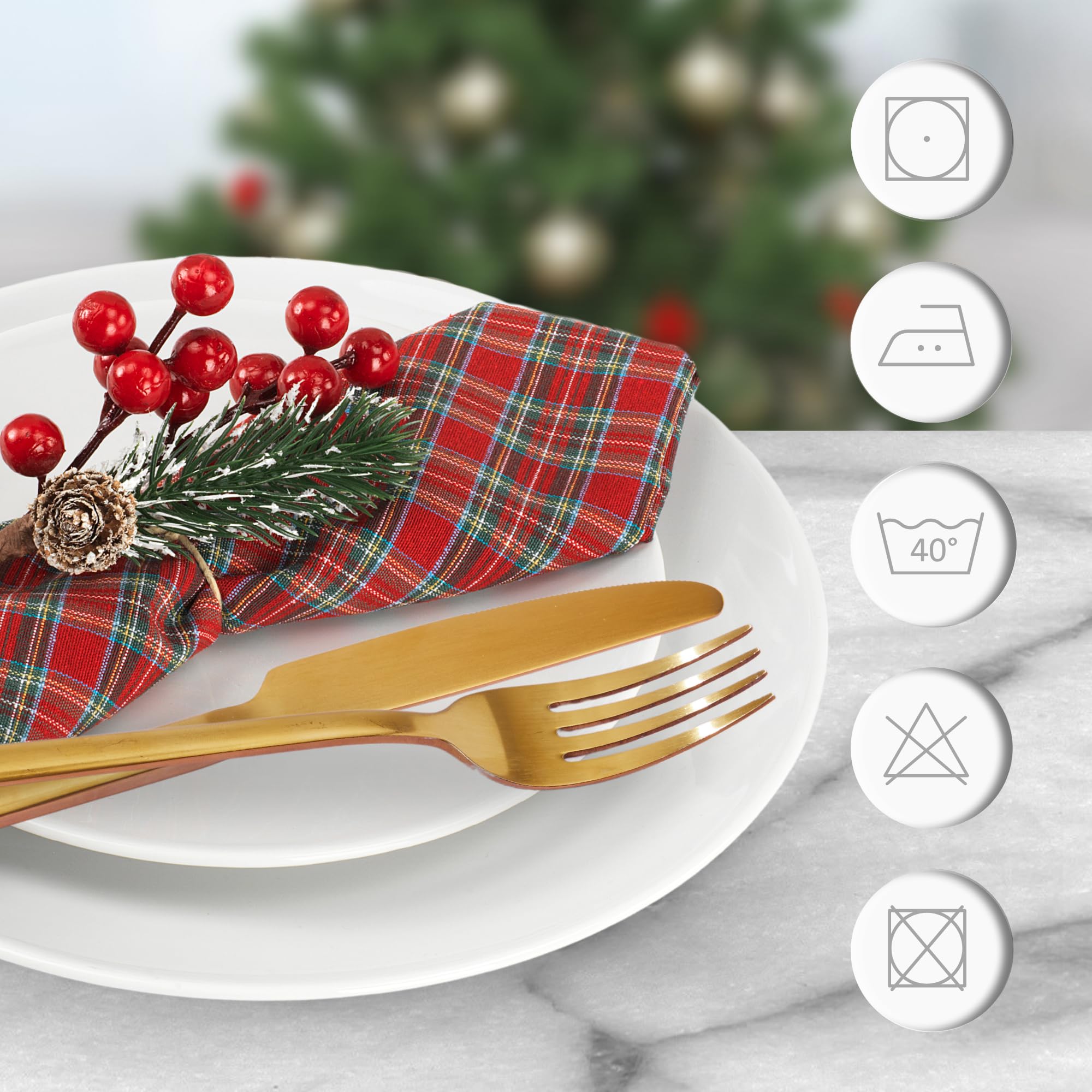 Cooksmart Set 4 Tovaglioli Natalizi In Cotone 100% - Natale In Fattoria - Lavabili E Riutilizzabili