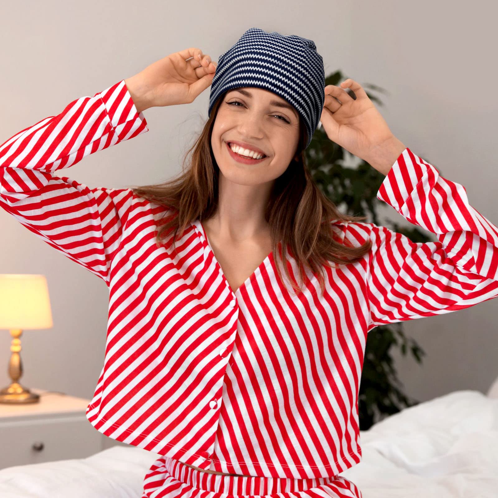 Sintege 6 Pcs Satin Lined Bonnet Sleep Cap for Women Men African Silk Soft Beanie Hair Sleep Wrap for Natural Curly Braids As Shown in The Picture' - Image 3