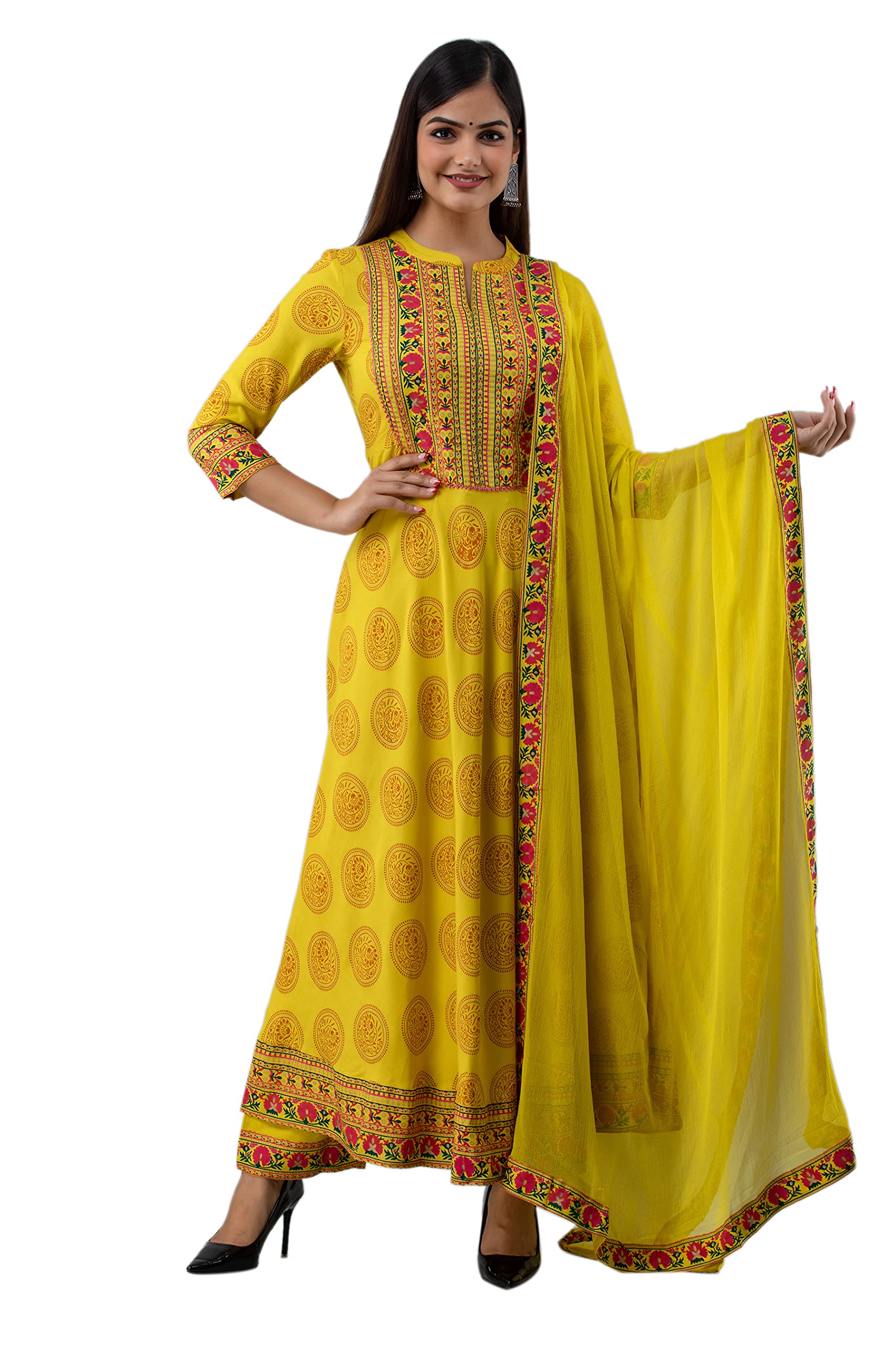 GULMOHAR JAIPURWomen’s Rayon Flared Kurta Set