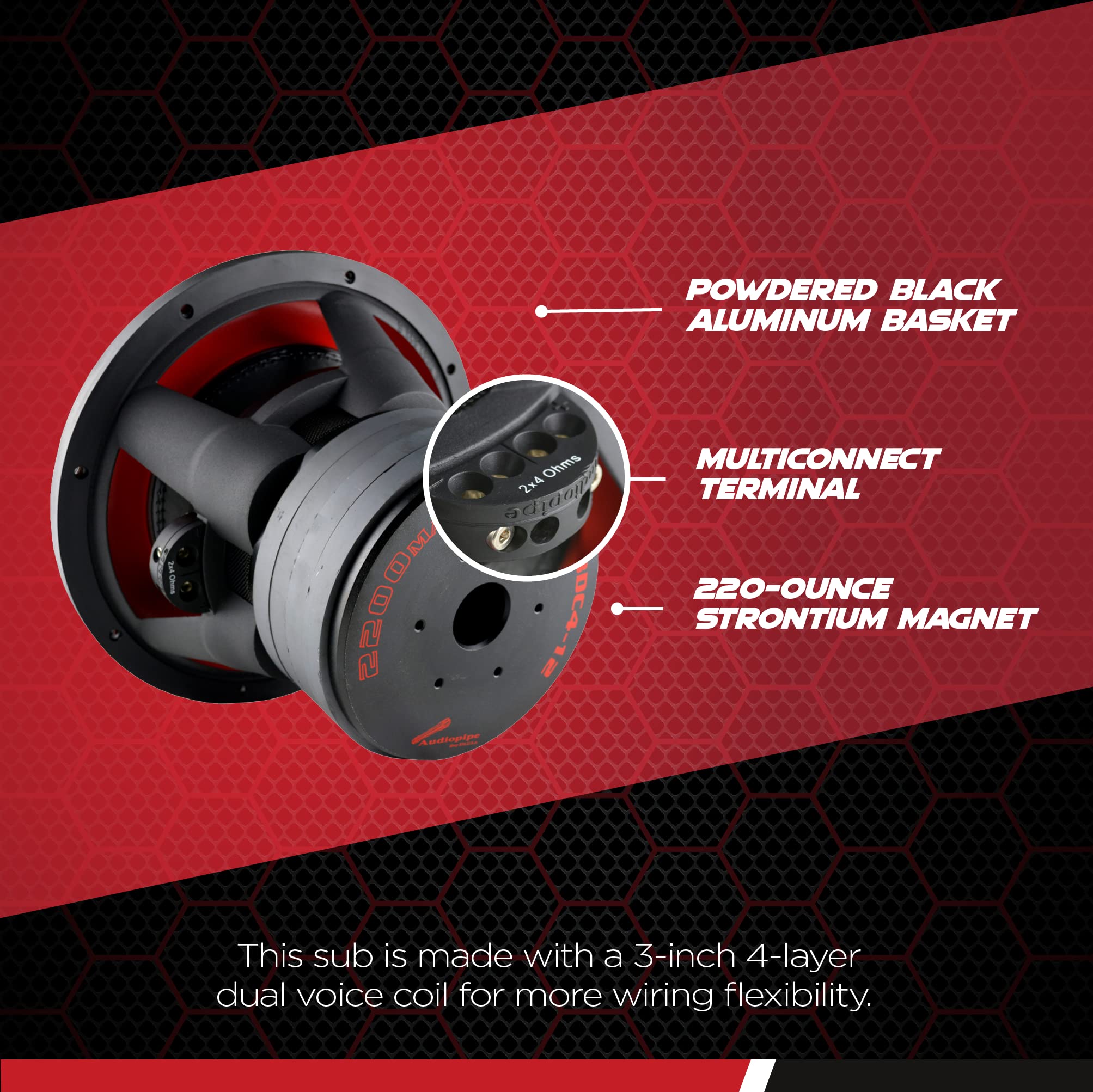 AudioPipe SubBDC412D2 12 Inch 2200 Watts Dual 2 Ohm Car Audio Subwoofer