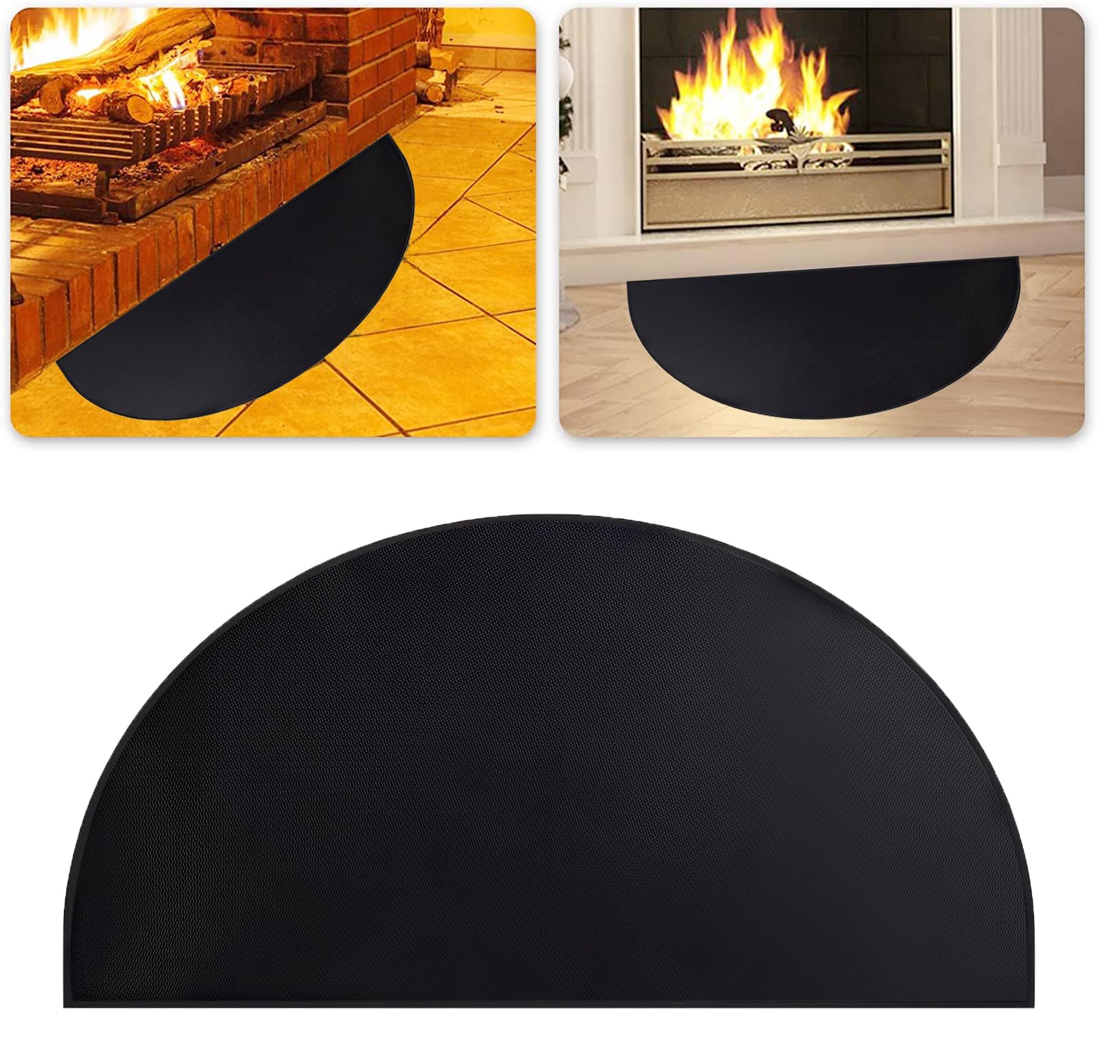 Buumin Fireplace Mat,20x40inch Half Round Fireproof Fireplace Mat Hearth Rug,Hearth Pads for Wood Stove Fireplaces, Fiberglass Fire Resistant Non Slip