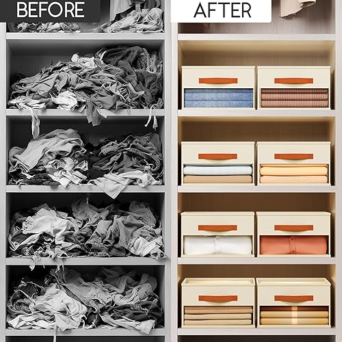 Miniatura 8 de Organizadores y almacenamiento de armario, paquete de 8 cestas de almacenamiento para organización, organizador de armario plegable con ventana