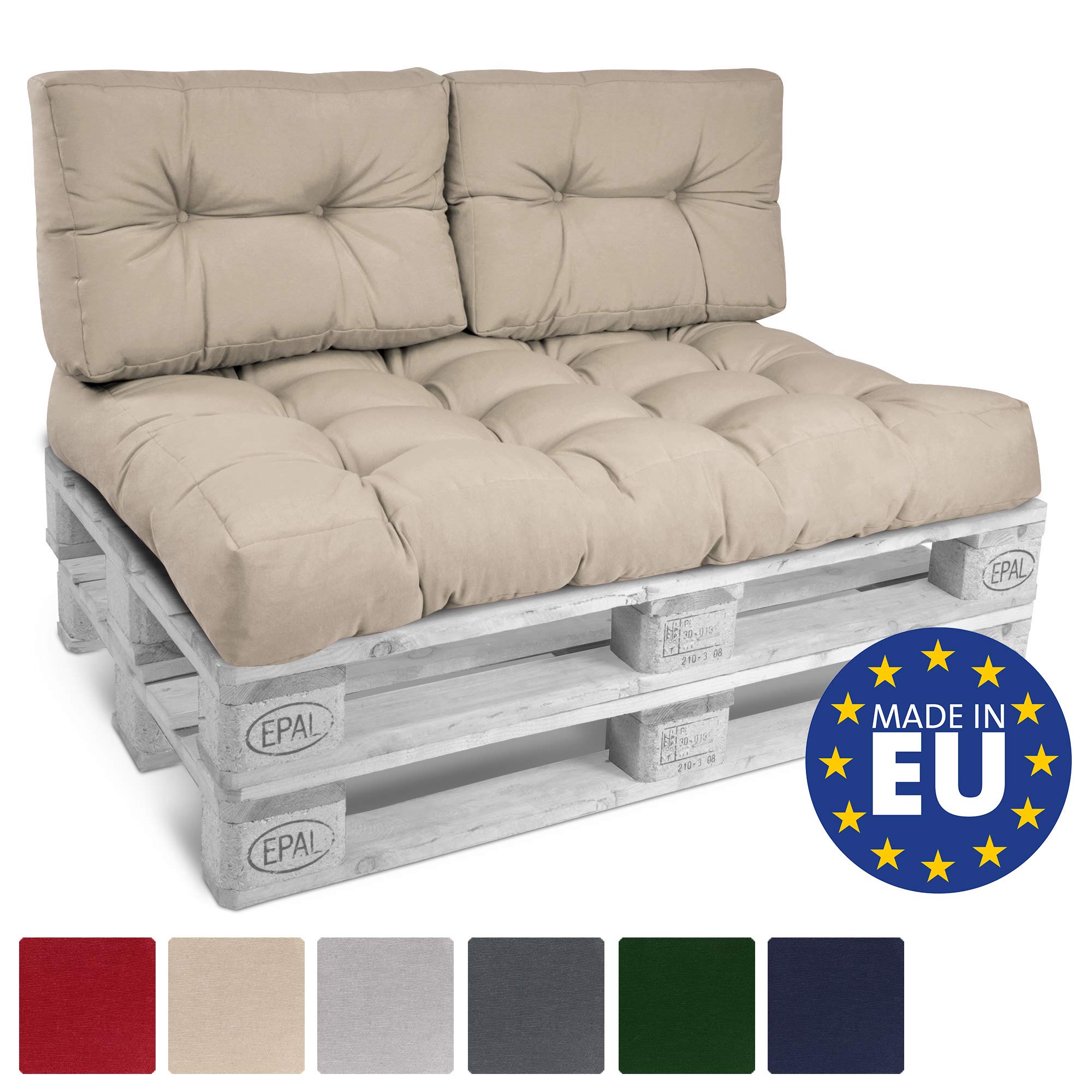 Beautissu 2X Cojines para Palets de Respaldo Silla 60x40 cm Natural - 10 cm de Espesor Cojines Sofa Palets Exterior y Interior - Robustos Cuidado Fácil - Eco Style