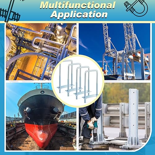 Miniatura 16 de Dunzy 12 pernos cuadrados en U chapados en zinc, perno en U de acero al carbono resistente, suministros industriales y científicos para tubo