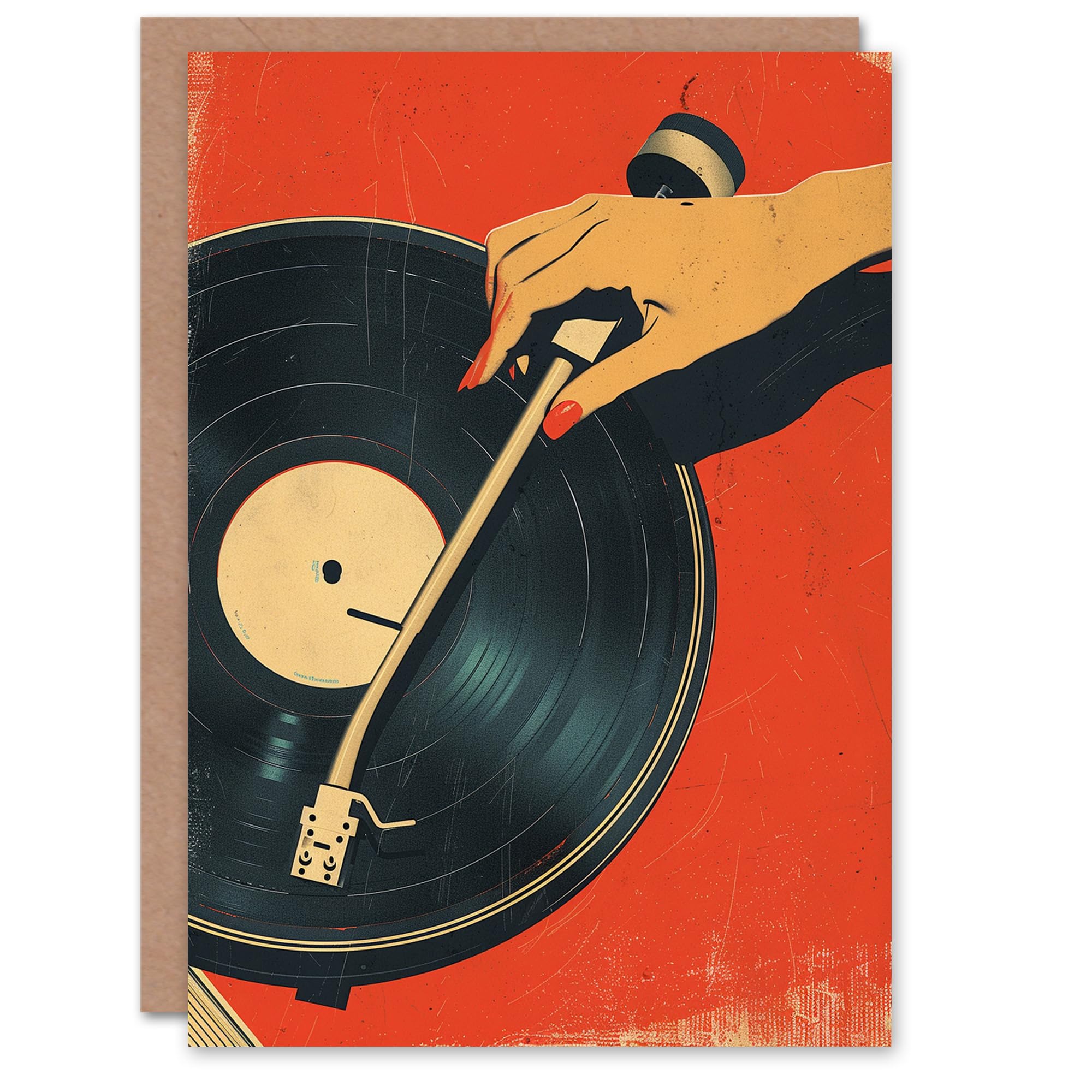 Artery8 Birthday Card Pulp Retro Hifi Red Vinyl Record Player For Her Gran Sister Niece Daughter Wife Woman Greeting Card