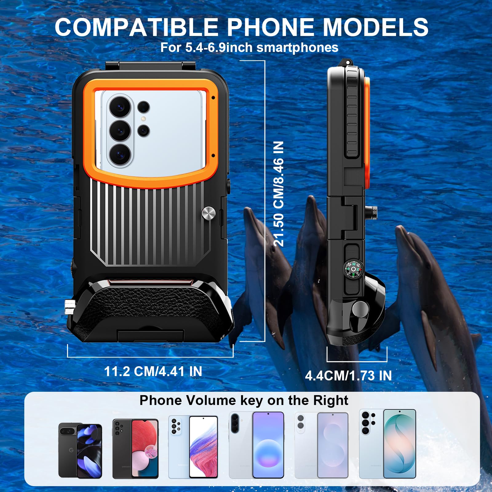 ShellBox Case Custodia per telefono subacquea IP68 2026, 15,7 m 1H, fotografia subacquea per Samsung Galaxy S26/S25/S24/S23 Ultra/Plus, adatta per telefoni con pulsante del volume destro da 5,4"-6,9