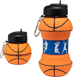 Garrafa de Água - Squeeze Retrátil em Silicone de 520 ml, Tema Basquete, Maccabi Art.
