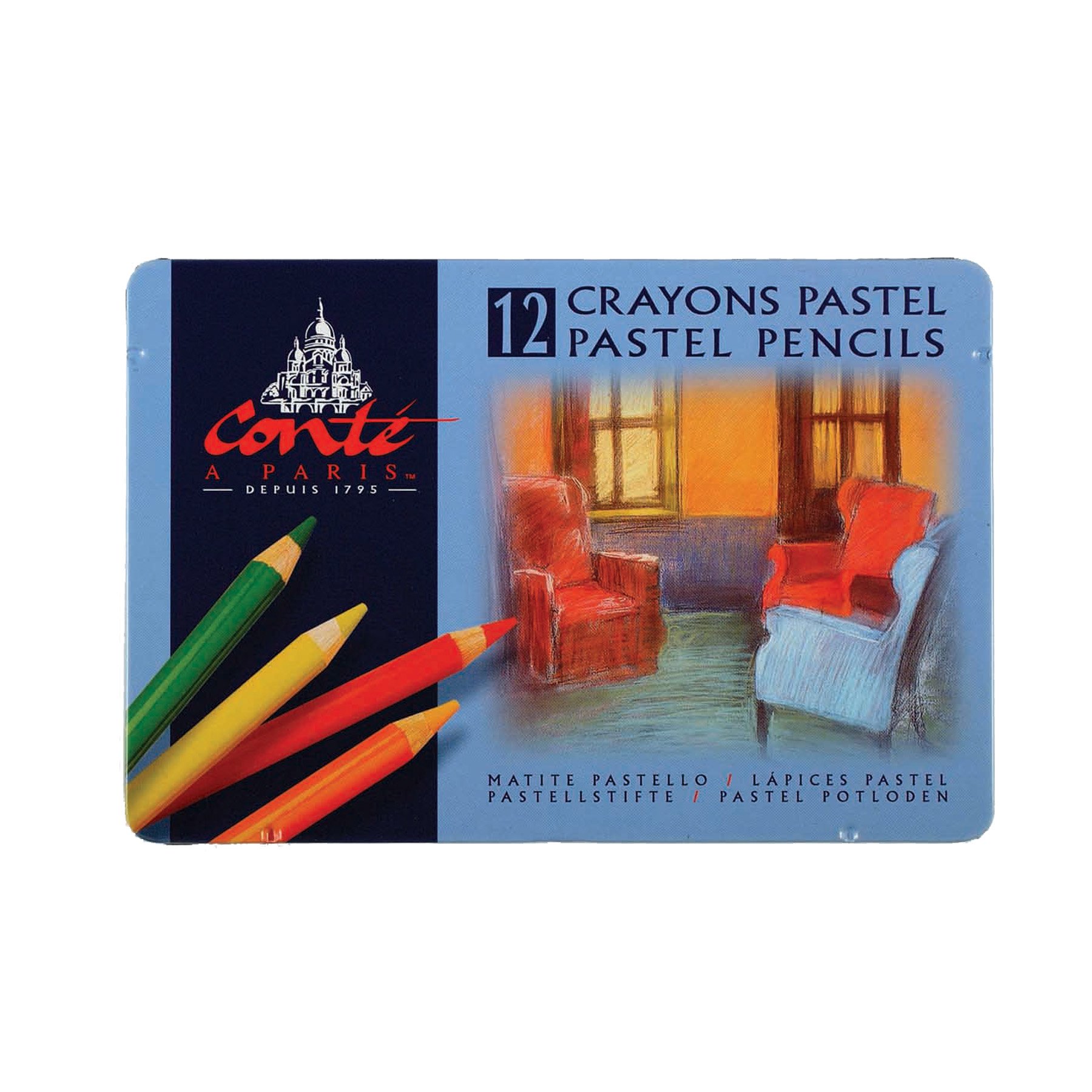 Conte 2181 Pastel Pencils, 12 Pack,Assorted