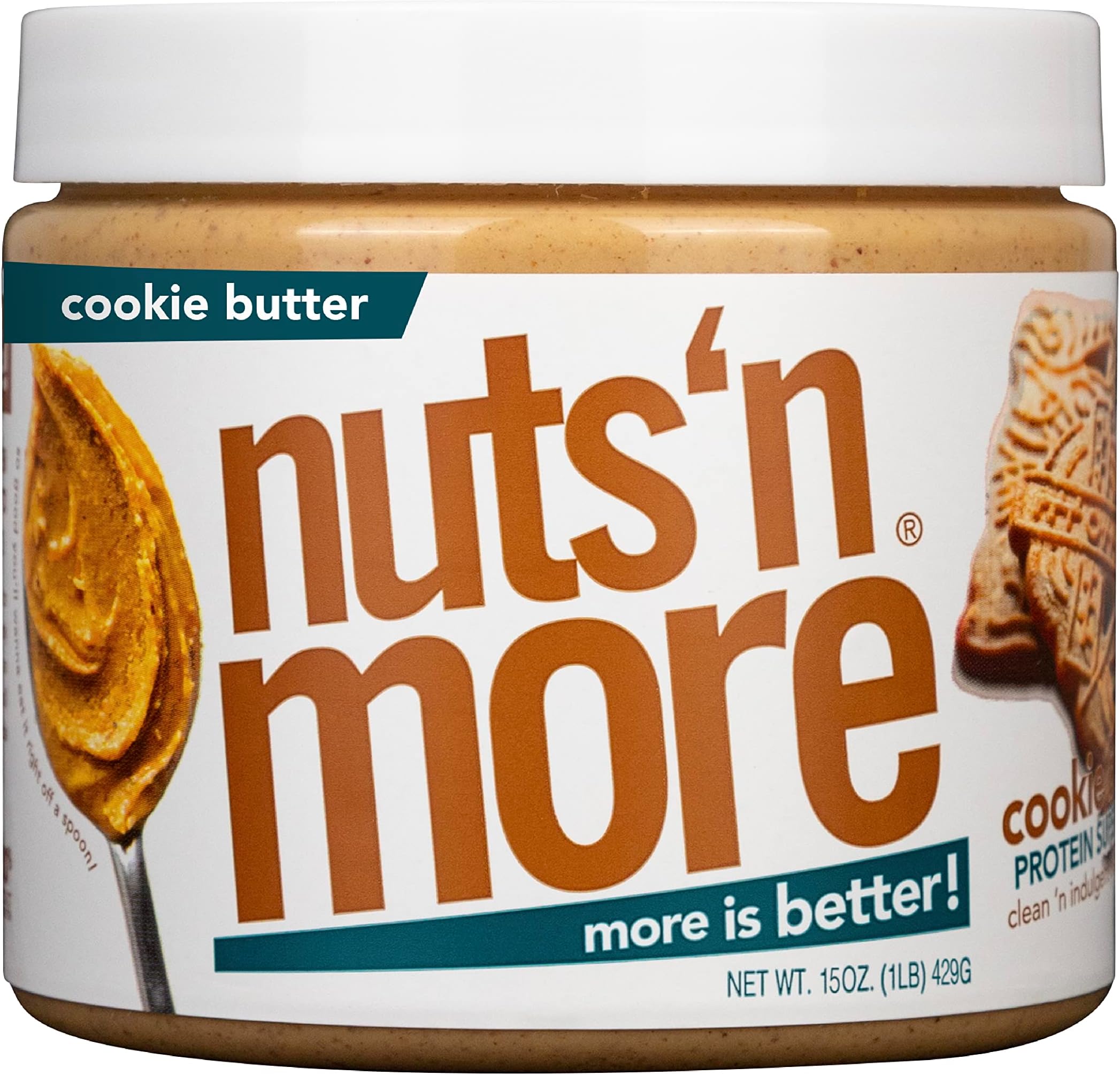 Nuts ‘N More Cookie Butter Peanut Butter Spread - High Protein, Low Carb, Low Sugar, Gluten Free, Non-GMO, All-Natural Nut Butter Snack (15oz Jar)
