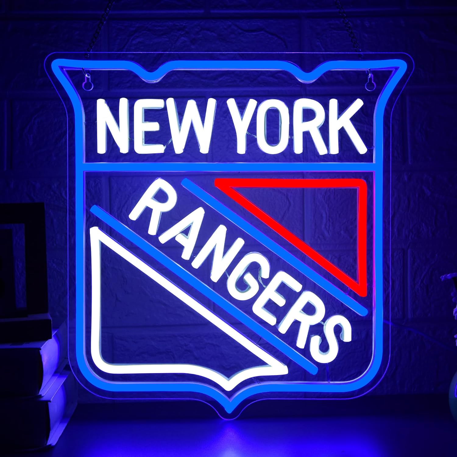 Ice Hockey Neon Sign for Wall Decor Hockey Team Neon Light for Man Cave NY LED Light Up Sign for Club Garage Party Bedroom Birthday Gifts for Fans Art Size13.7 * 13.7 In(TWD202)