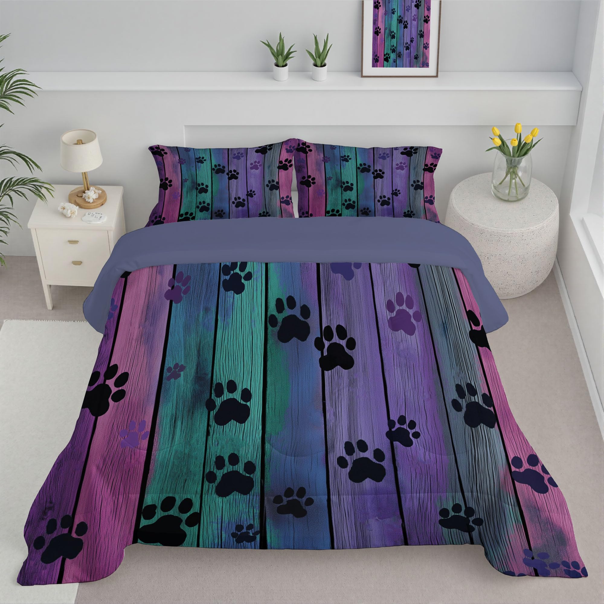 Couette réversible été violet foncé et respirante pour des nuits fraîches