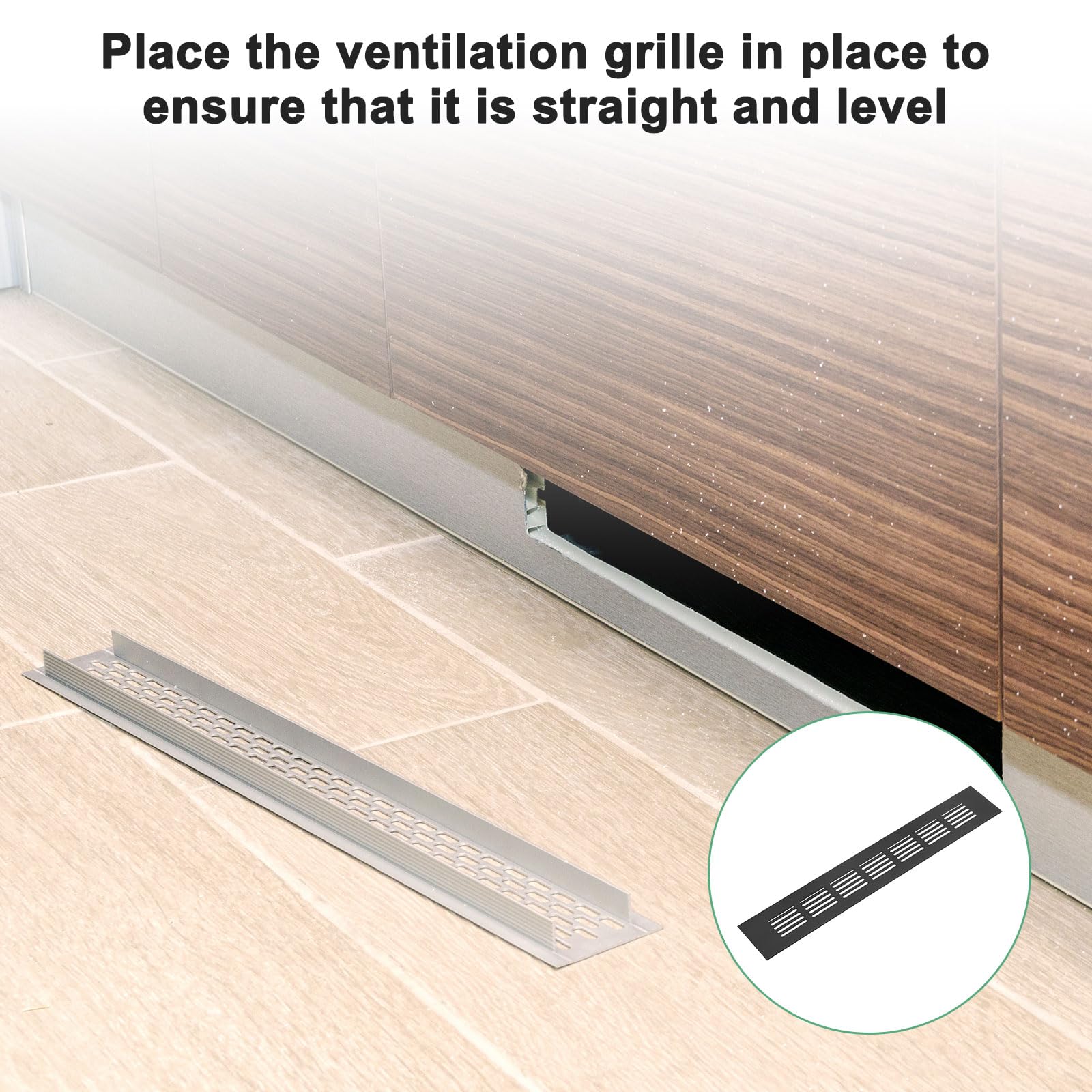 M METERXITY 2-Pack Door Vents for Interior Doors 12 x 2 Inch/ 300 x 50mm Aluminum Alloy Ventilation Grille for Cabinet/Wardrobe/Shoe Cabinet - Image 4