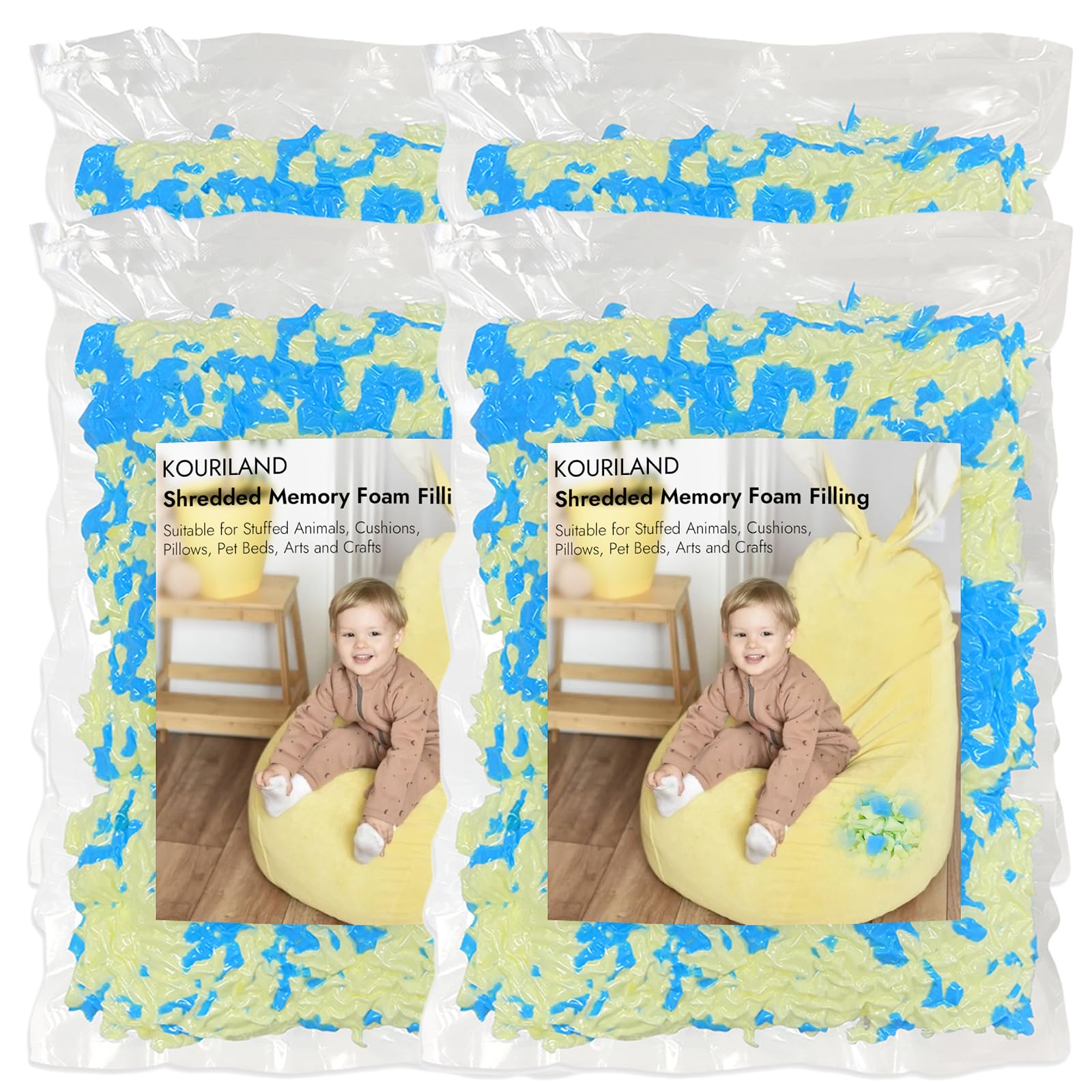 20LBS Bean Bag Filler – Shredded Memory Foam Refill with Cooling Gel, Soft & High Resilience Foam Filling for Bean Bag Chair, Couch Cushion, Pillow, Dog Bed & DIY Crafts