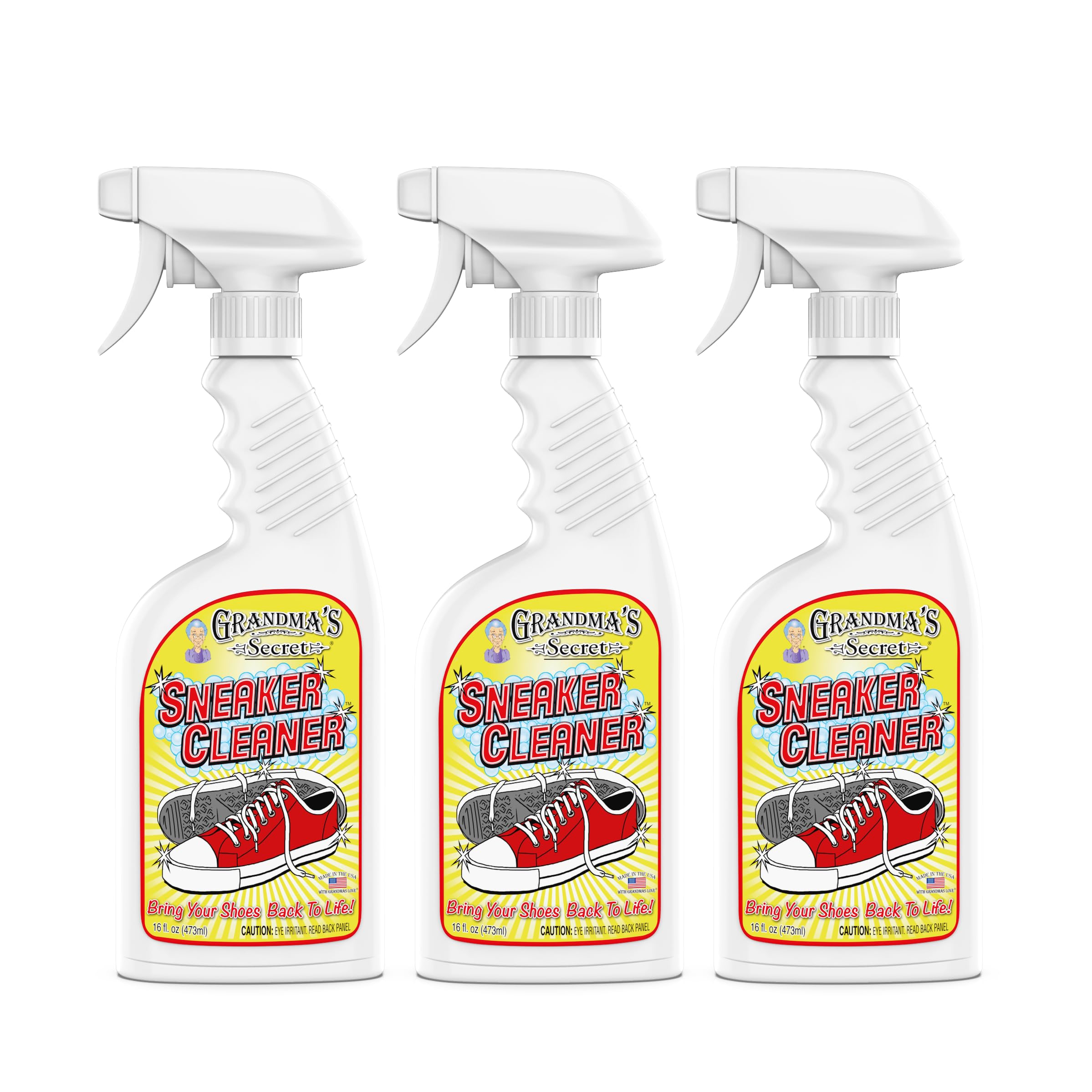 Grandma's Secret Sneaker Cleaner - Shoe Cleaner for Rubber, Canvas and Leather - Stain Remover Spray Removes Dirt, Grime and Grass - Sneakers Cleaner for Outdoor Shoes, Slippers and Moccasins – 16 oz