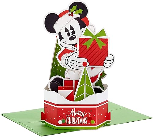 Hallmark Paper Wonder - Tarjeta de Navidad desplegable con diseño de Mickey Mouse (Santa Claus) Hallmark Paper Wonder - Tarjeta de Navidad desplegable con diseño de Mickey Mouse (Santa Claus)