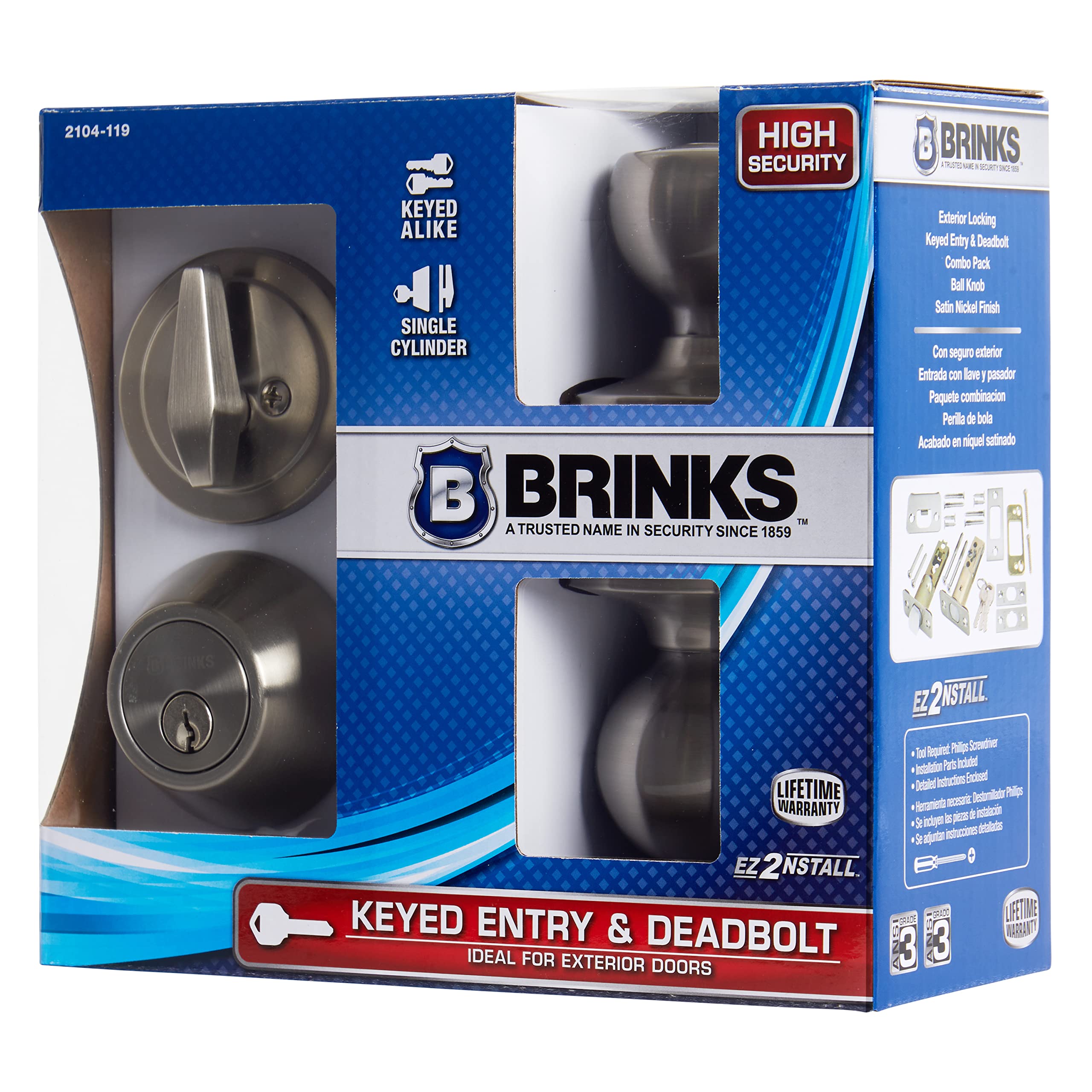 Brinks Satin Nickel Door Knob & Deadbolt Set - Secure Your Home -5