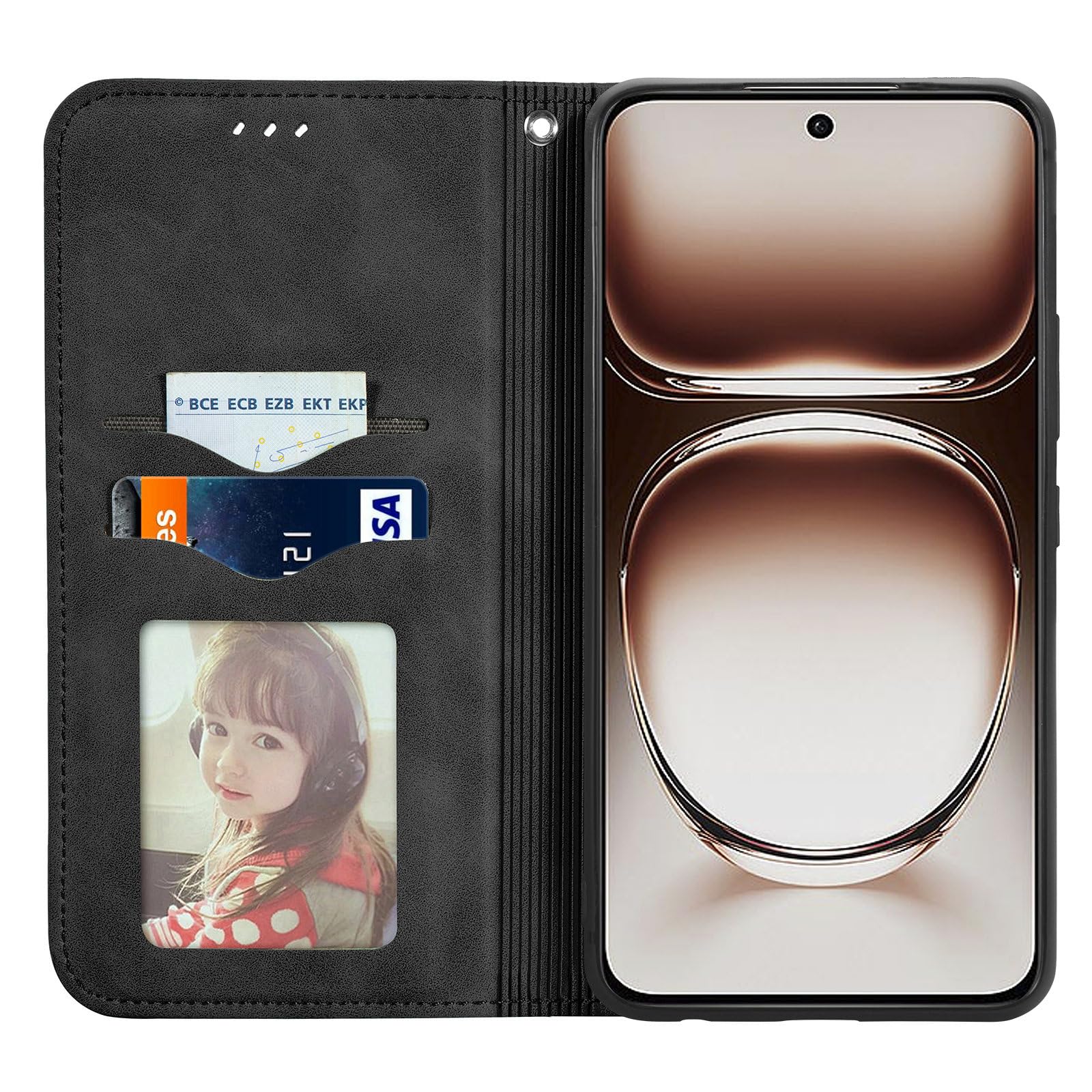 Custodia Portafoglio In Pelle PU Con Supporto Per OnePlus Nord 4 5G – Protezione Antiurto Con Slot Per Carte E Contanti, Nero - 3